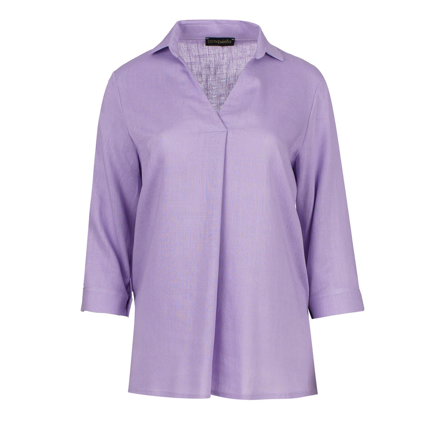 Conquista Women's Pink / Purple Lilac Linen V Neck Top In Pink/purple