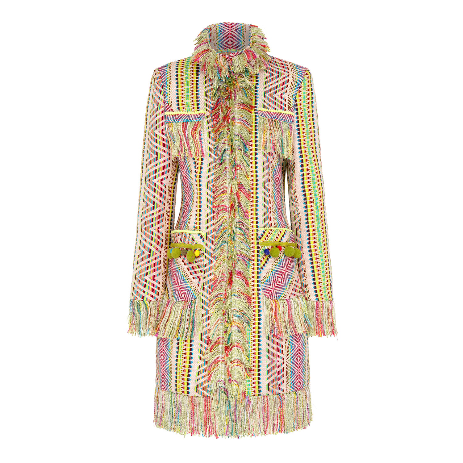 Beatrice Von Tresckow Women's Technicolour Fringed Lacy Coat In Blue/green/orange/pink/red/yellow