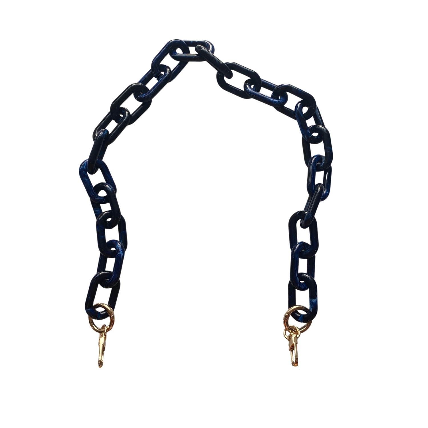 Chain Link Short Acrylic Purse Strap in Navy Blue