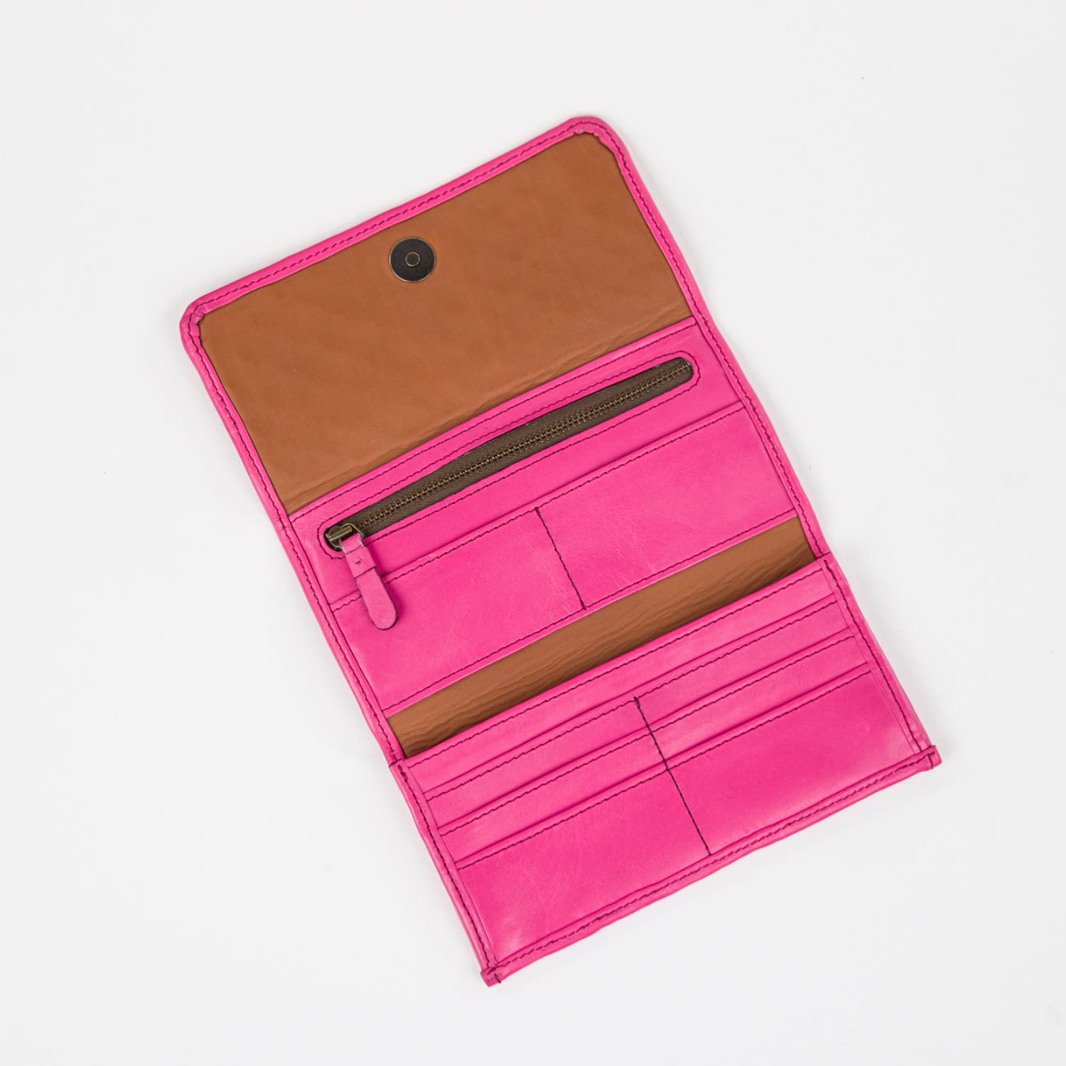 Leather Woven Trifold Wallet - Pink & Purple, Deux Mains