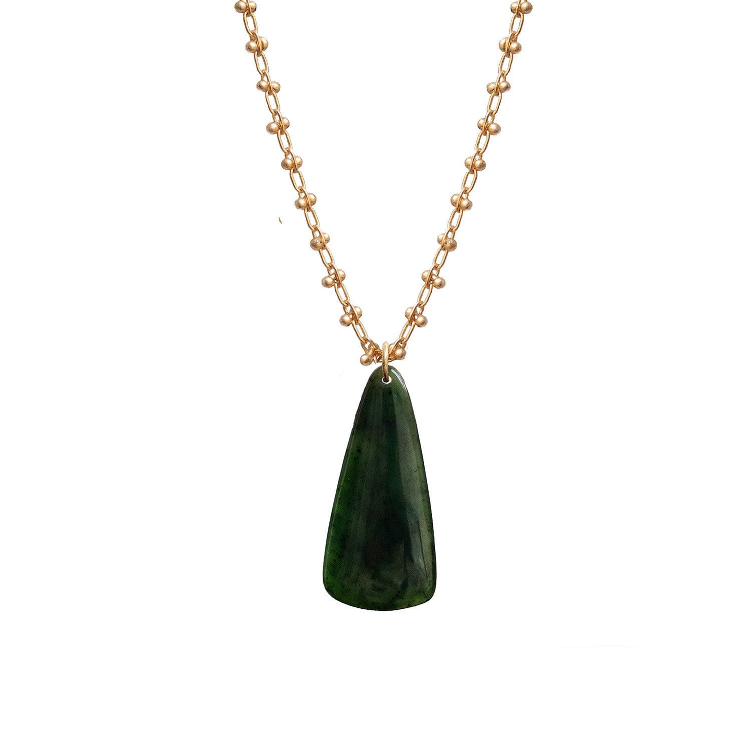 Mirabelle Jewellery Women's Green Large Alaskan Jade On Sixty Cm Bula Chain