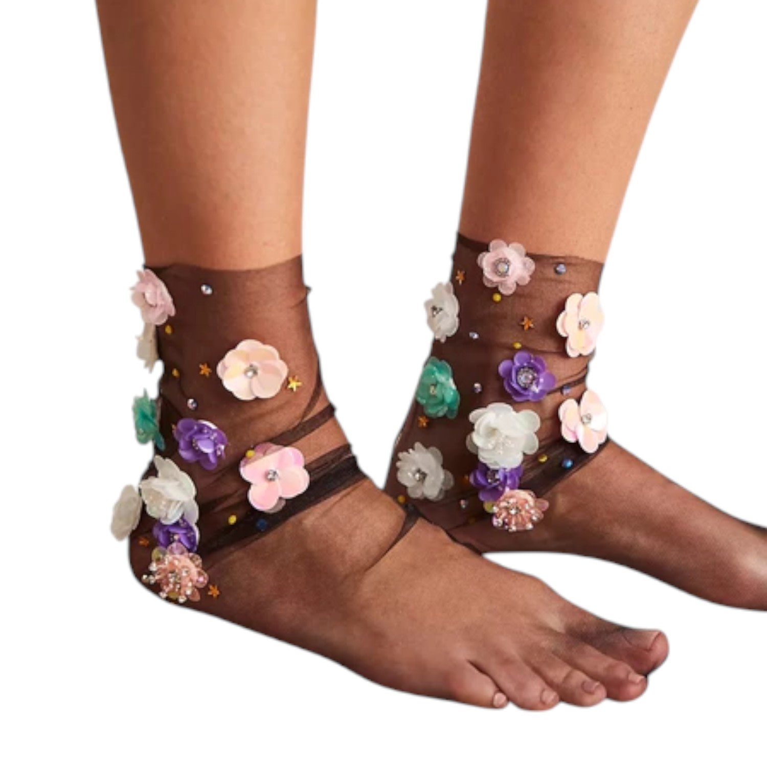 High Heel Jungle By Kathryn Eisman Women's Black Secret Garden Sock- One Size In Black