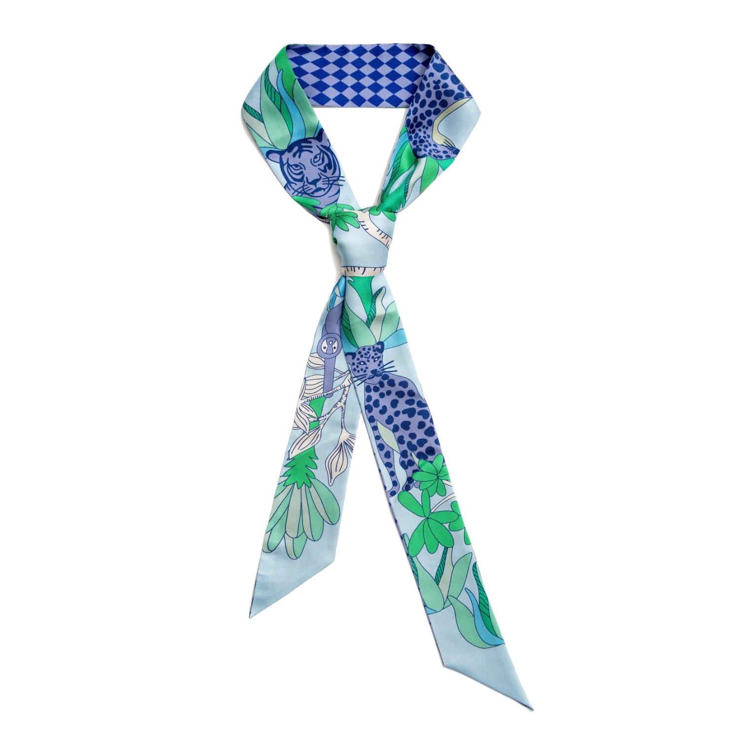 Jessie Zhao New York Silk Skinny Scarf Jungle Party In Multi