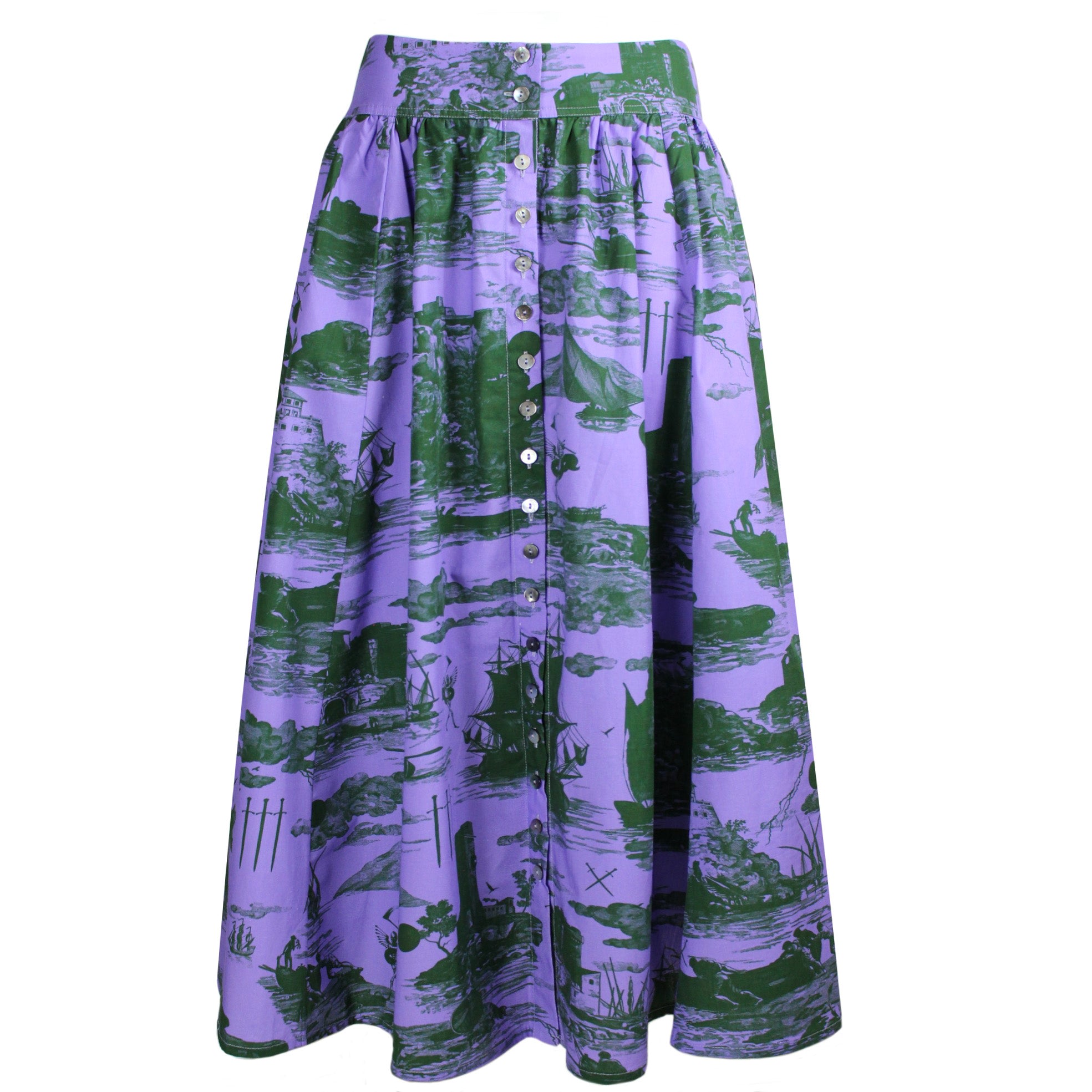 Women’s Pink / Purple Eddie Cotton Skirt Doomed Voyage Print In Violet & Deep Forest Medium Klements