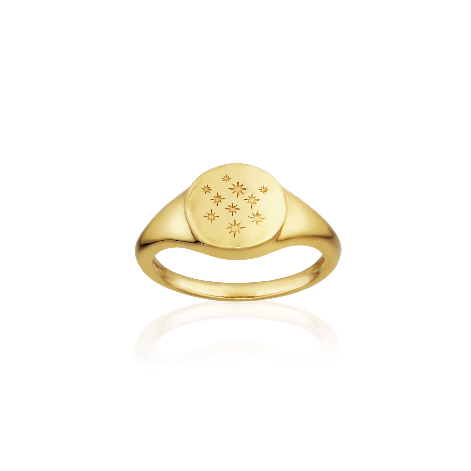 Alura Copenhagen Jewellery Women's Gold Venus Signet Ring With Stars