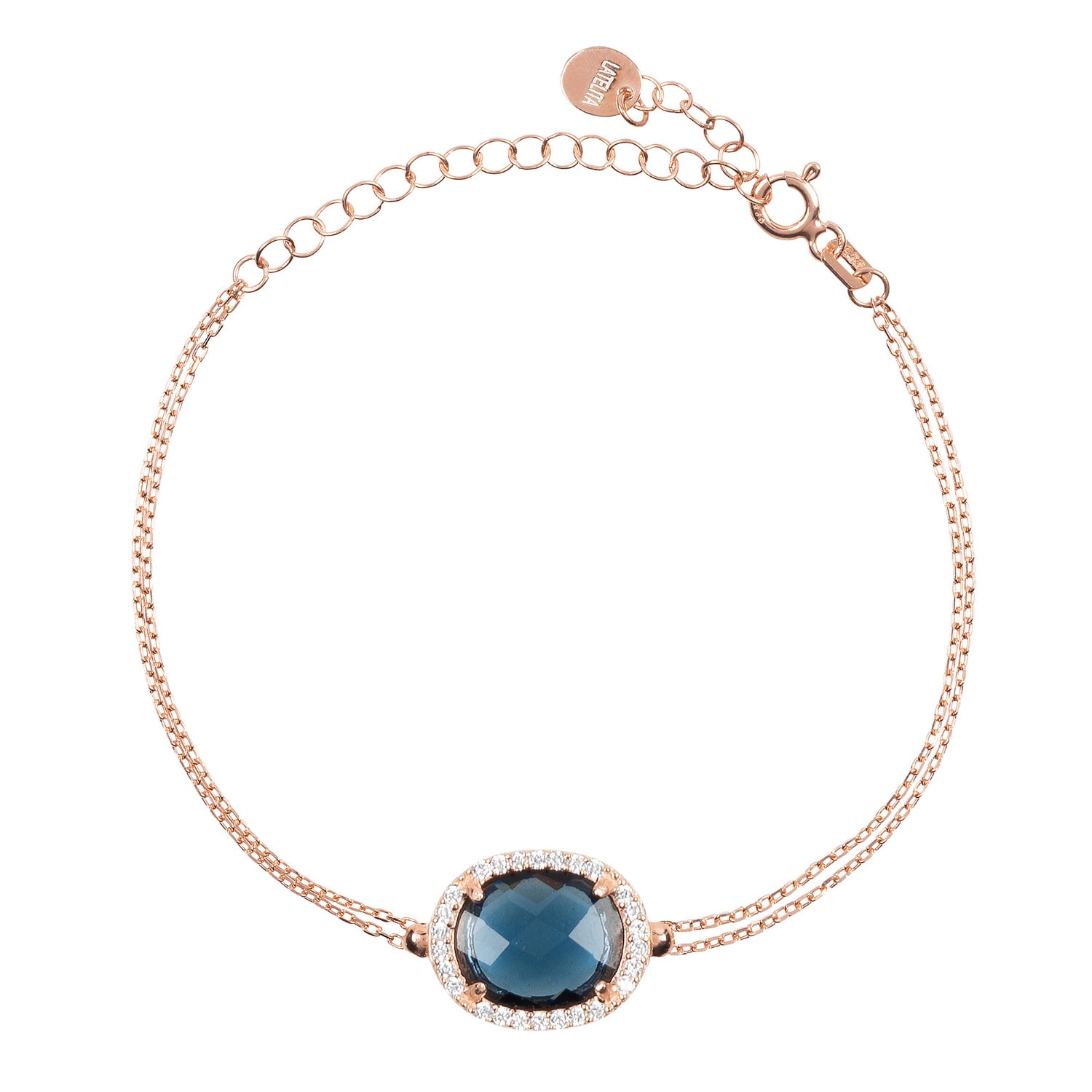 Women’s Rose Gold / Blue Beatrice Oval Gemstone Bracelet Rose Gold Sapphire Hydro Latelita