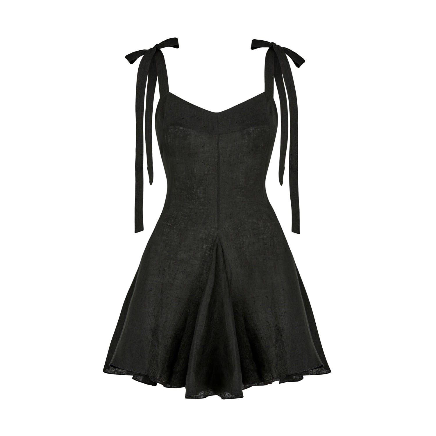 Lily Phellera Women's Kaya Mini Linen Dress In Midnight Black In Black