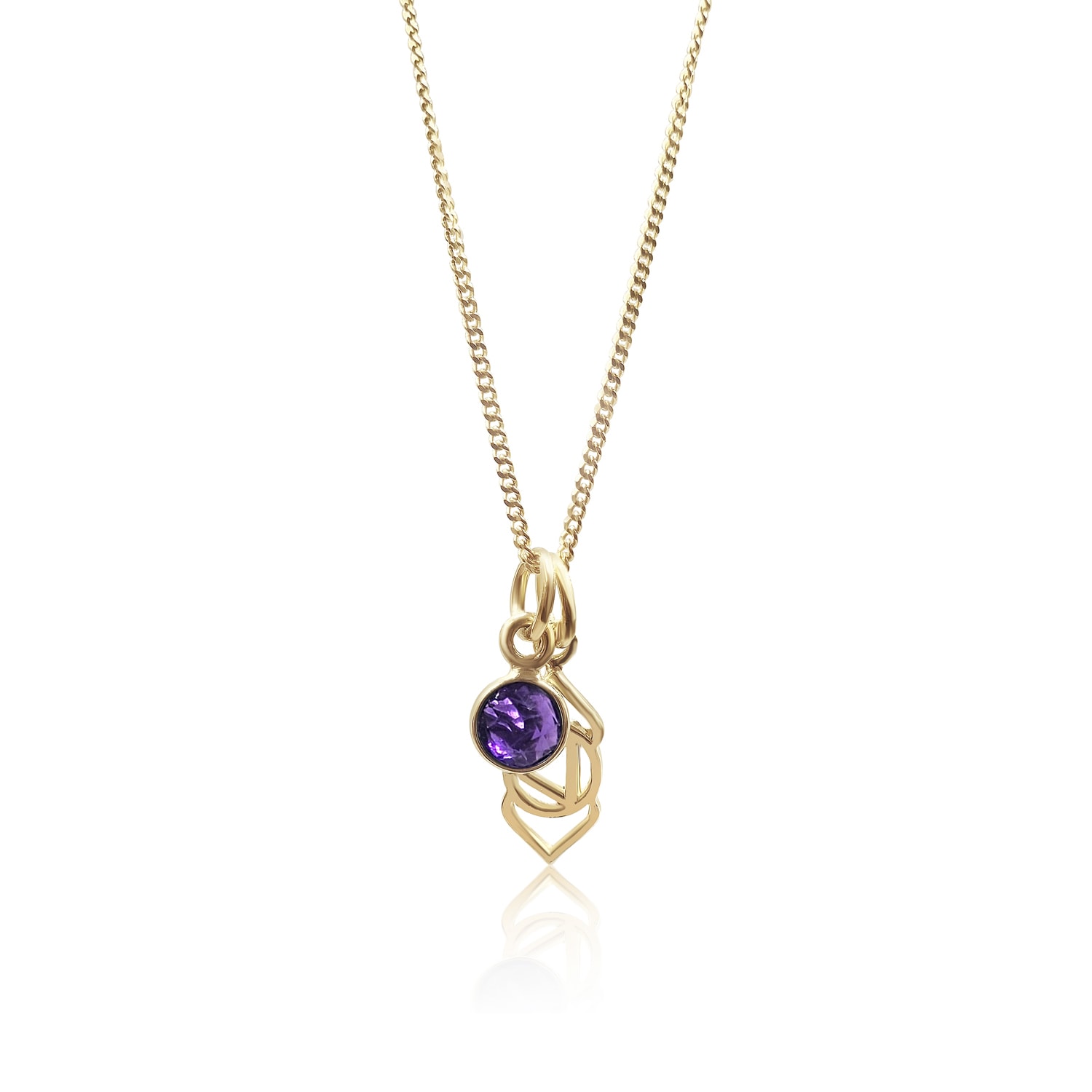 The Jewellery Store London Women's Gold / Pink / Purple Third Eye Chakra/ajna Chakra Charm Necklace In Gold Vermeil– Amethyst