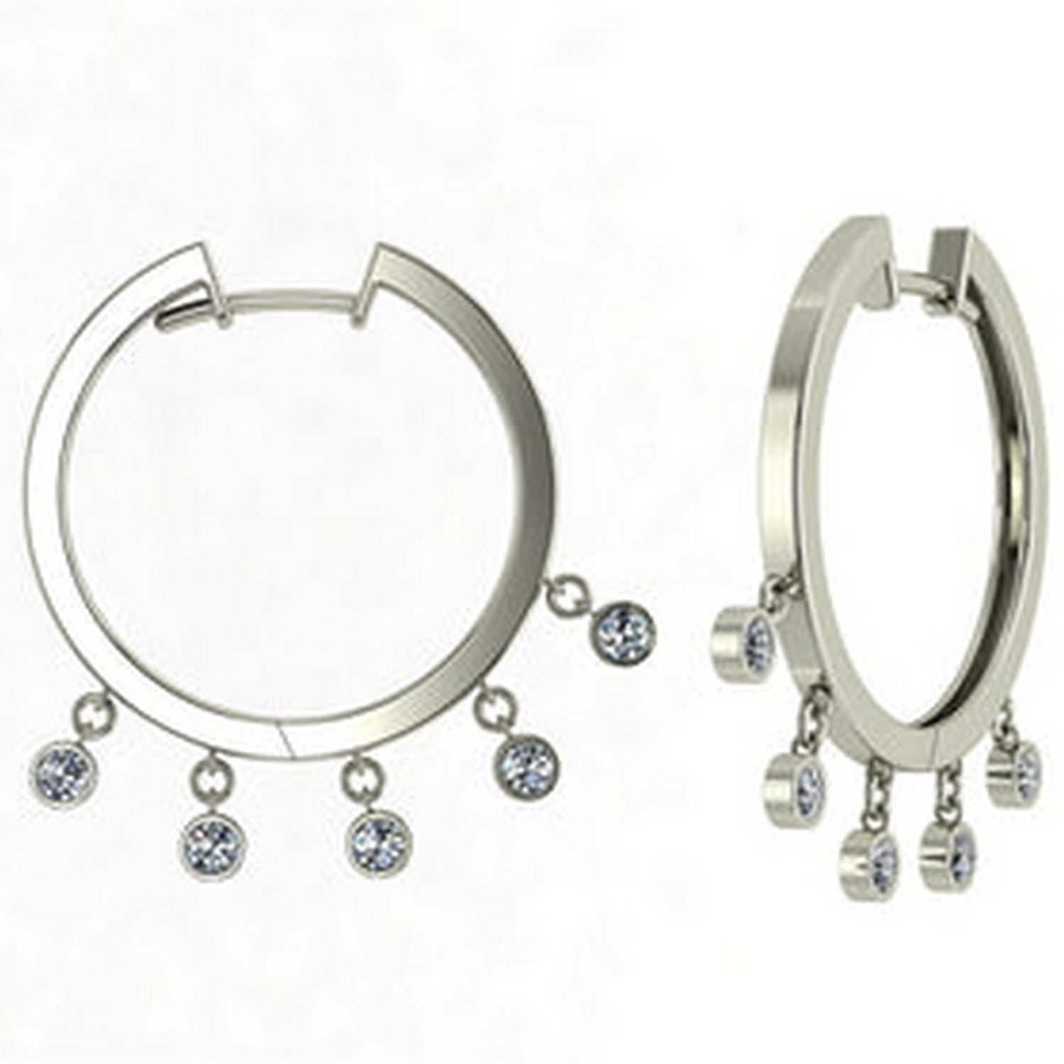 Cervin Blanc Women's White Gold Hoop Dewdrop Diamond Hoops