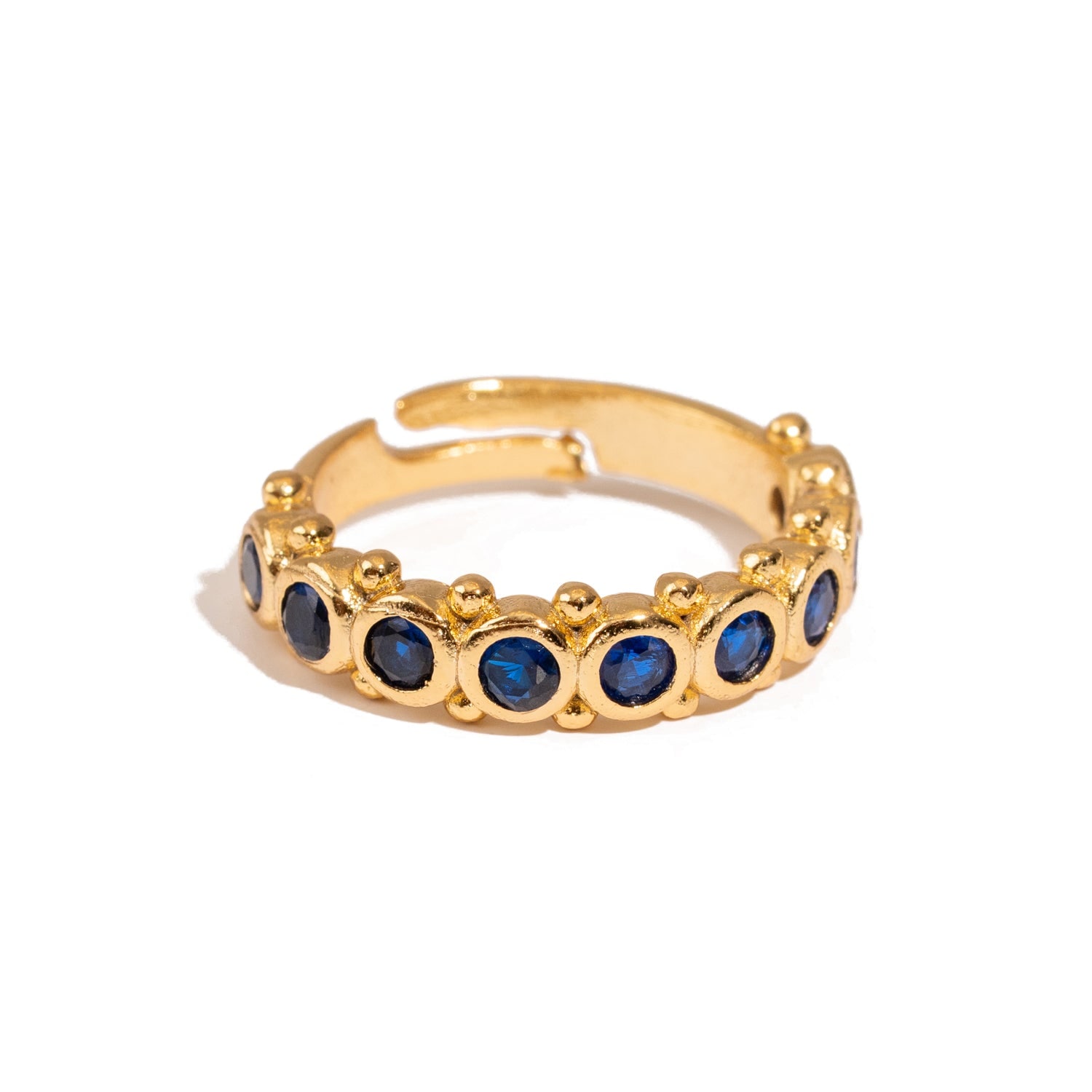 Ebru Jewelry Women's Gold / Blue Majestic Sapphire Adjustable Gold Statement Ring - Blue In Gold