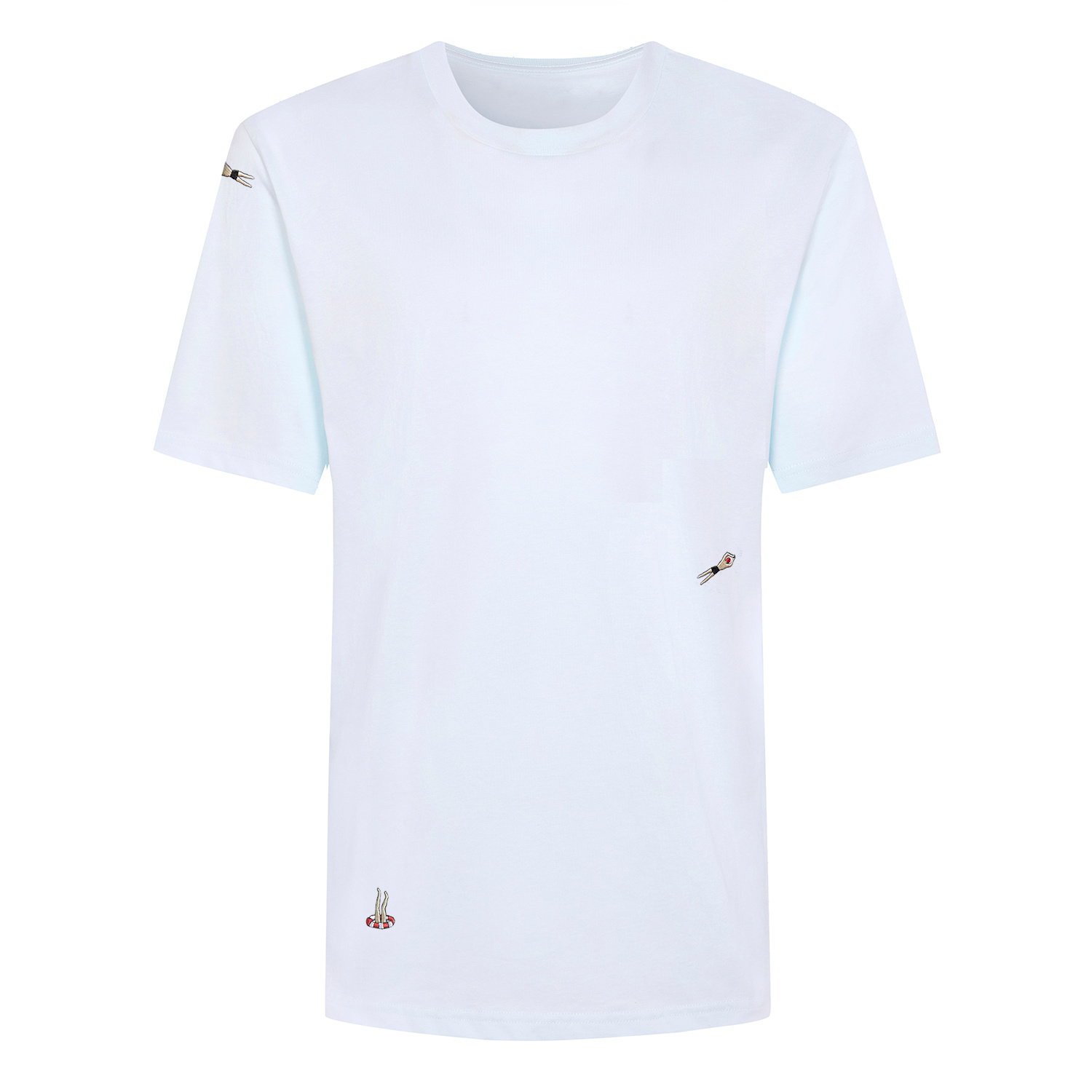 Ingmarson Swimmers Embroidered Organic Cotton T-shirt Sky Blue Men