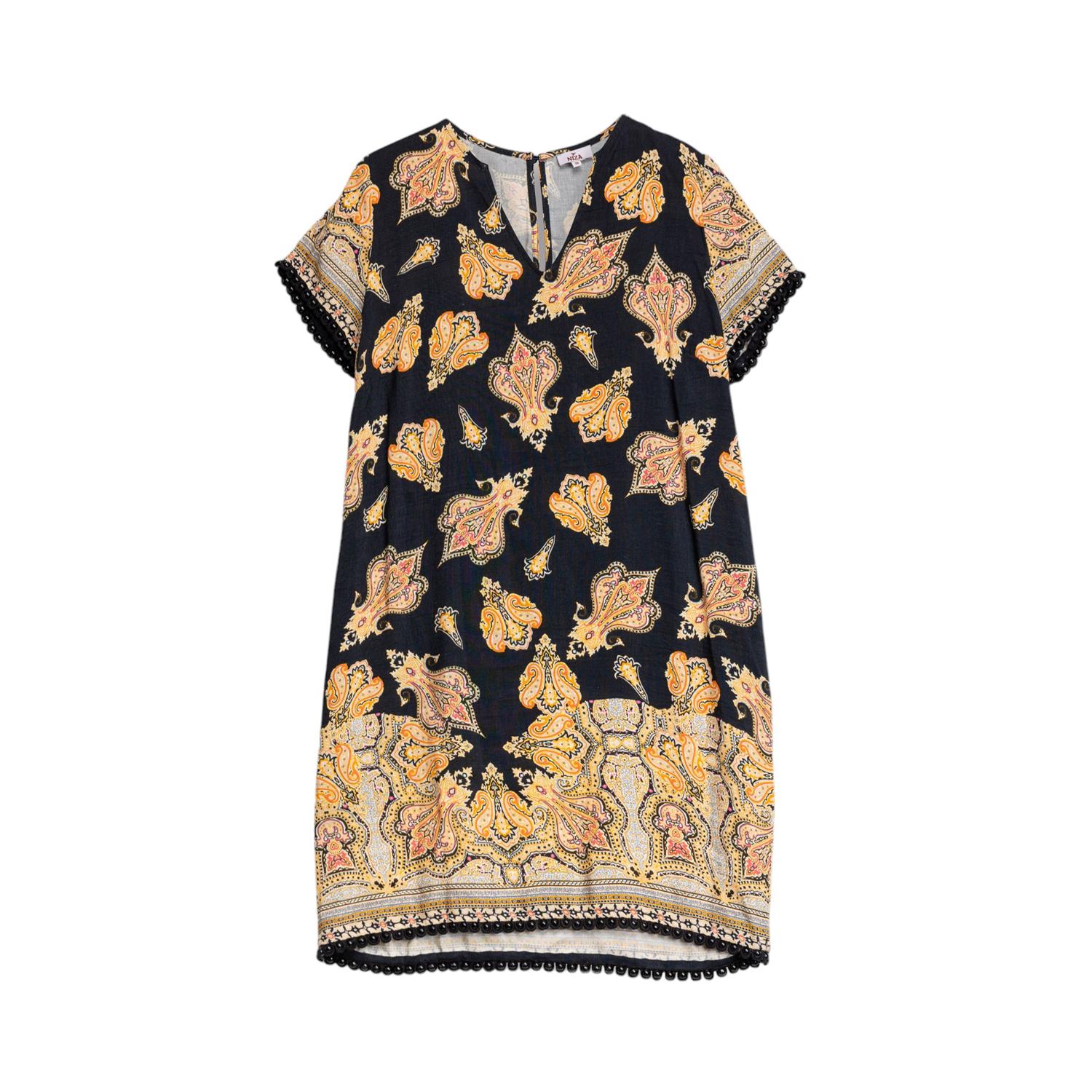 Niza Women's Black Short Dress With Short Sleeves Multicolor In Black
