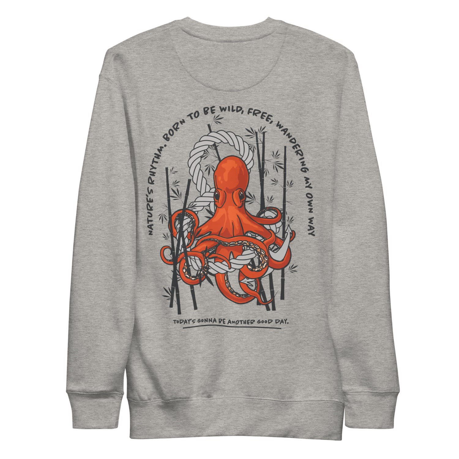 Anchor & Crew Carbon Grey Octopus Another Good Day Cotton Blend Sweatshirt - Women In Gray