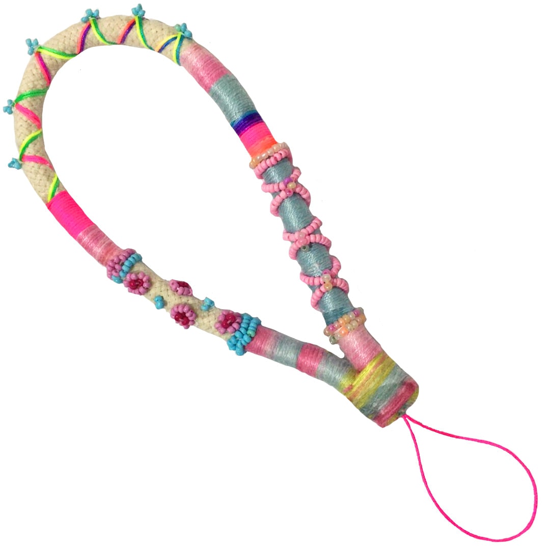 Le Pom Pom Pink / Purple / Blue Mini Aya Thick Phone Strap In Pink/purple/blue