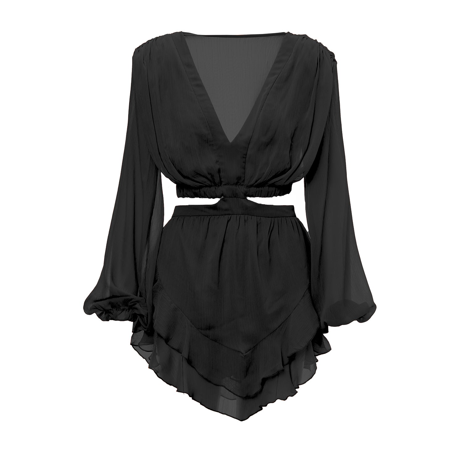 Bluzat Women's Black Mini Cut-out Jumpsuit In Black