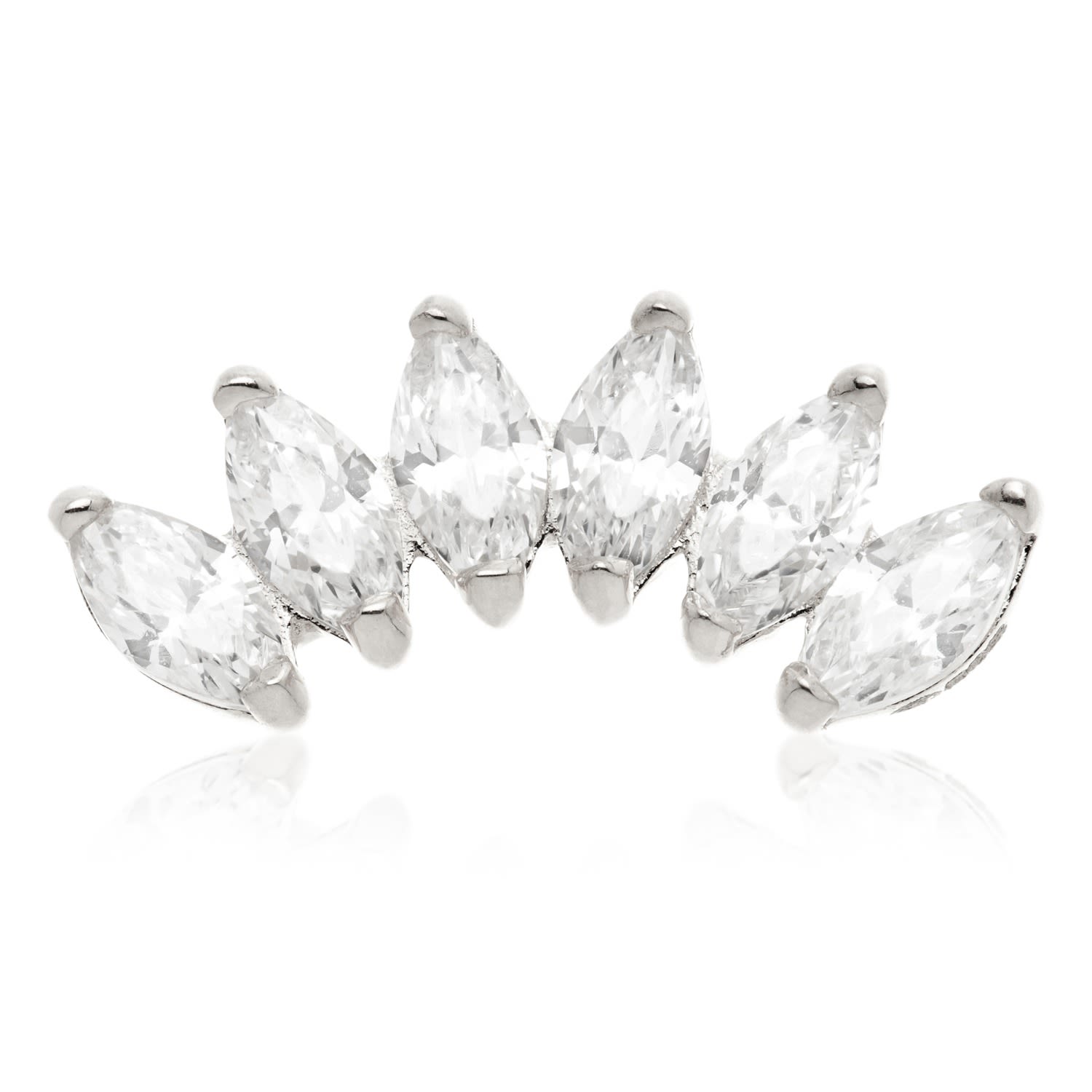 Tish Lyon Women's Artemis 14ct Solid Gold Marquise Cluster Flatback Stud - White Gold