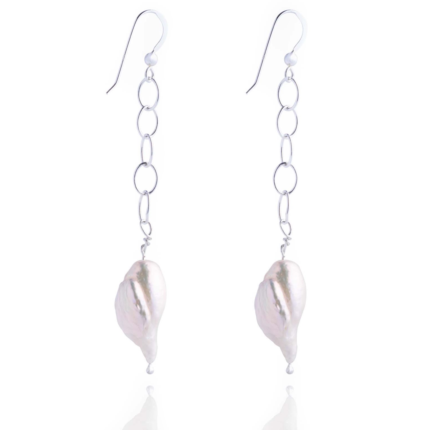 Women’s Silver / White Nacre Sterling Silver & Ivory Baroque Pearl Drop Earrings N’damus London