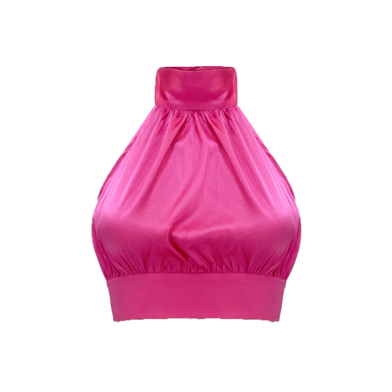 Ow Collection Women's Pink / Purple Eloise Halter Crop Top - Hot Pink In Pink/purple