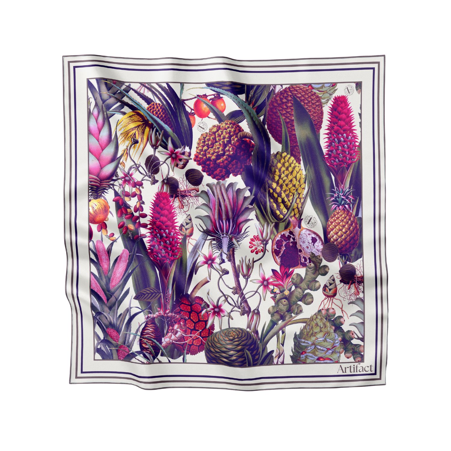 Artifact. Women's Neutrals / Pink / Purple Pomona Lux Large Luxury Square Silk Scarf In Multi
