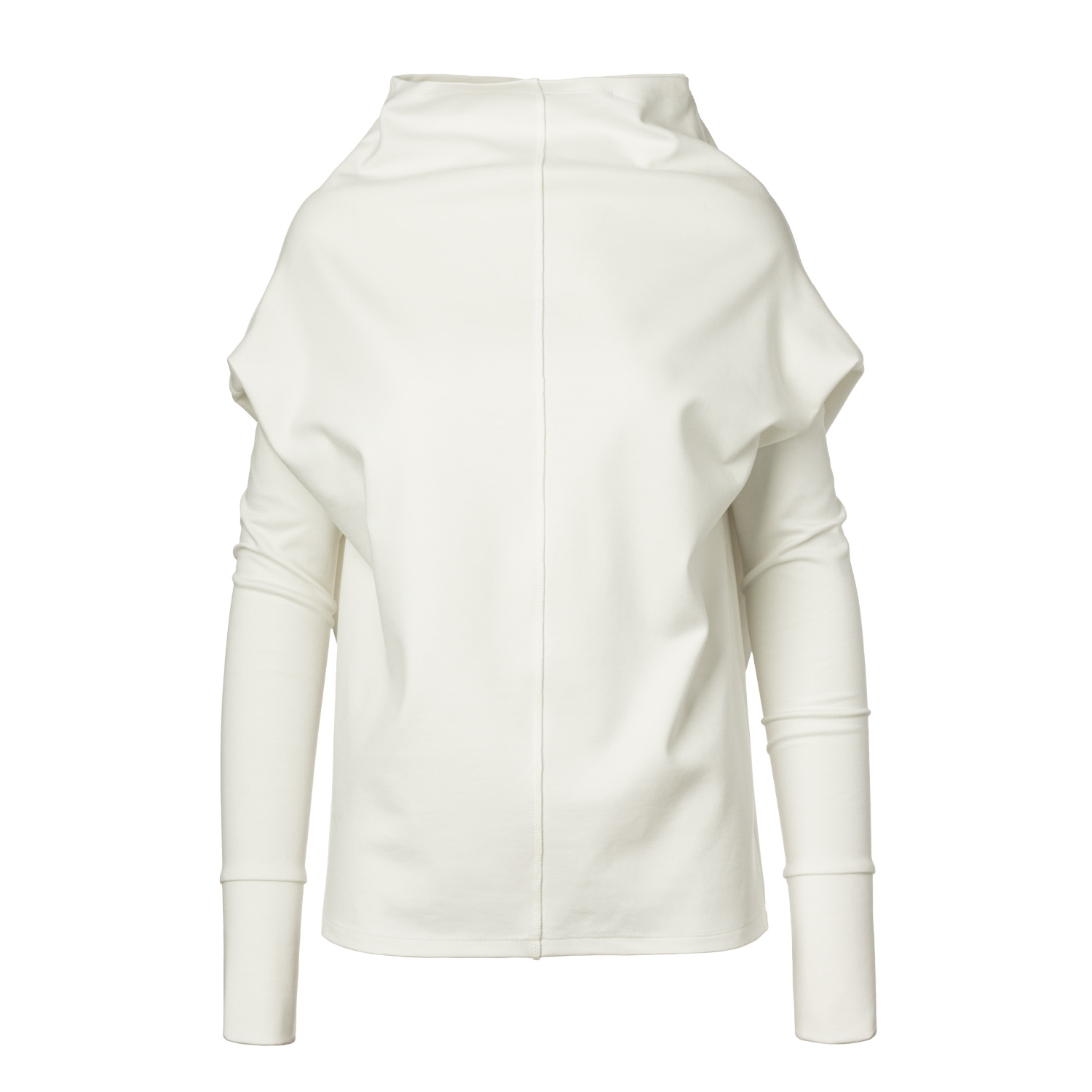 Jana Coshè Women's White Sculptural Turtleneck Top In Ponte Di Roma In White