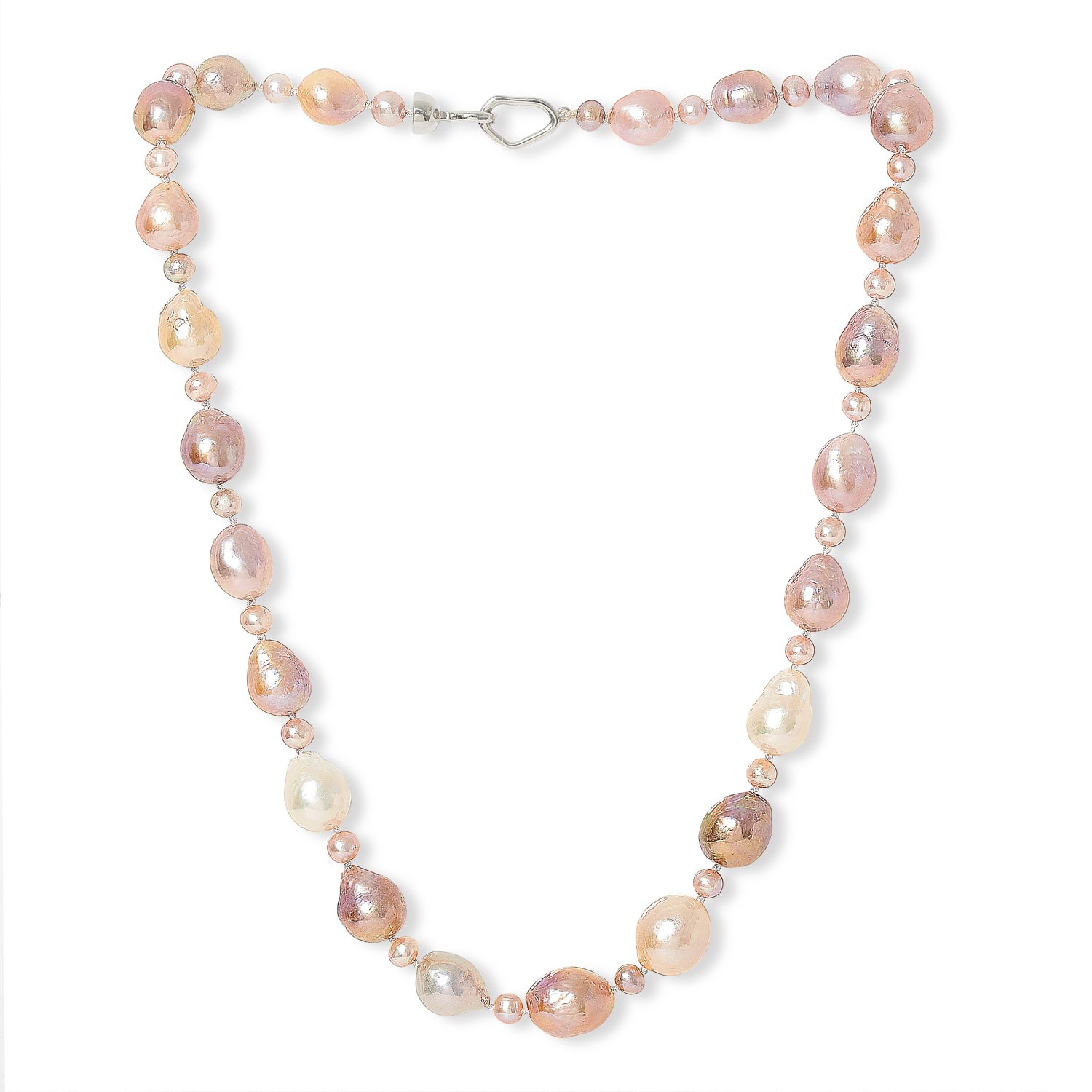 Pearls Of The Orient Online Women's Gratia Pink Baroque Cultured Freshwater Pearl Necklace On Sterling Silver Clasp In Pink