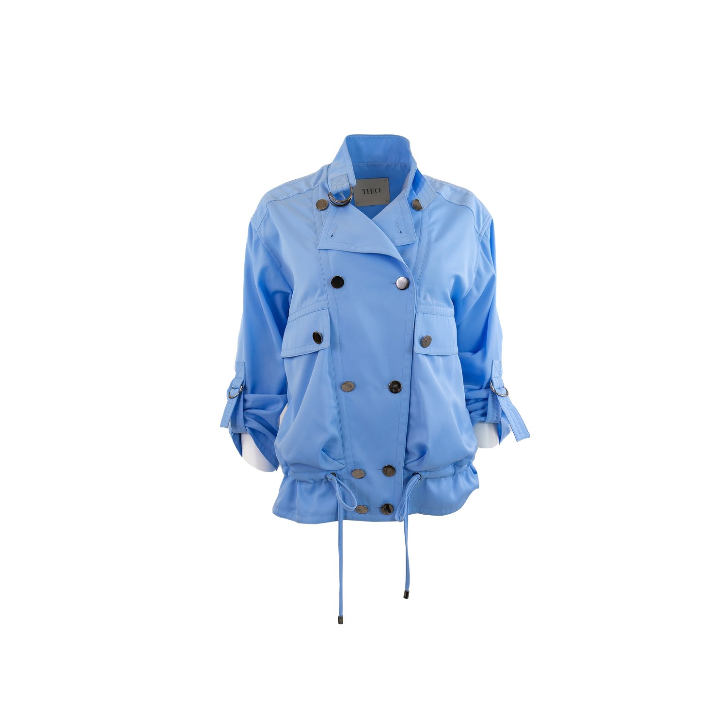 Theo The Label Women's Blue Eos Draped Bomber In Blue
