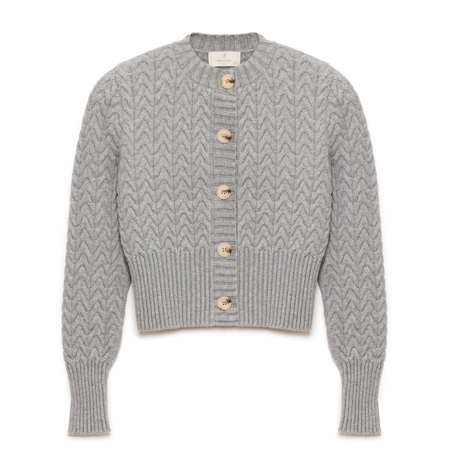 Peraluna Women's Scarlett Cable Knit Crop Cardigan In Grey Melange In Grey