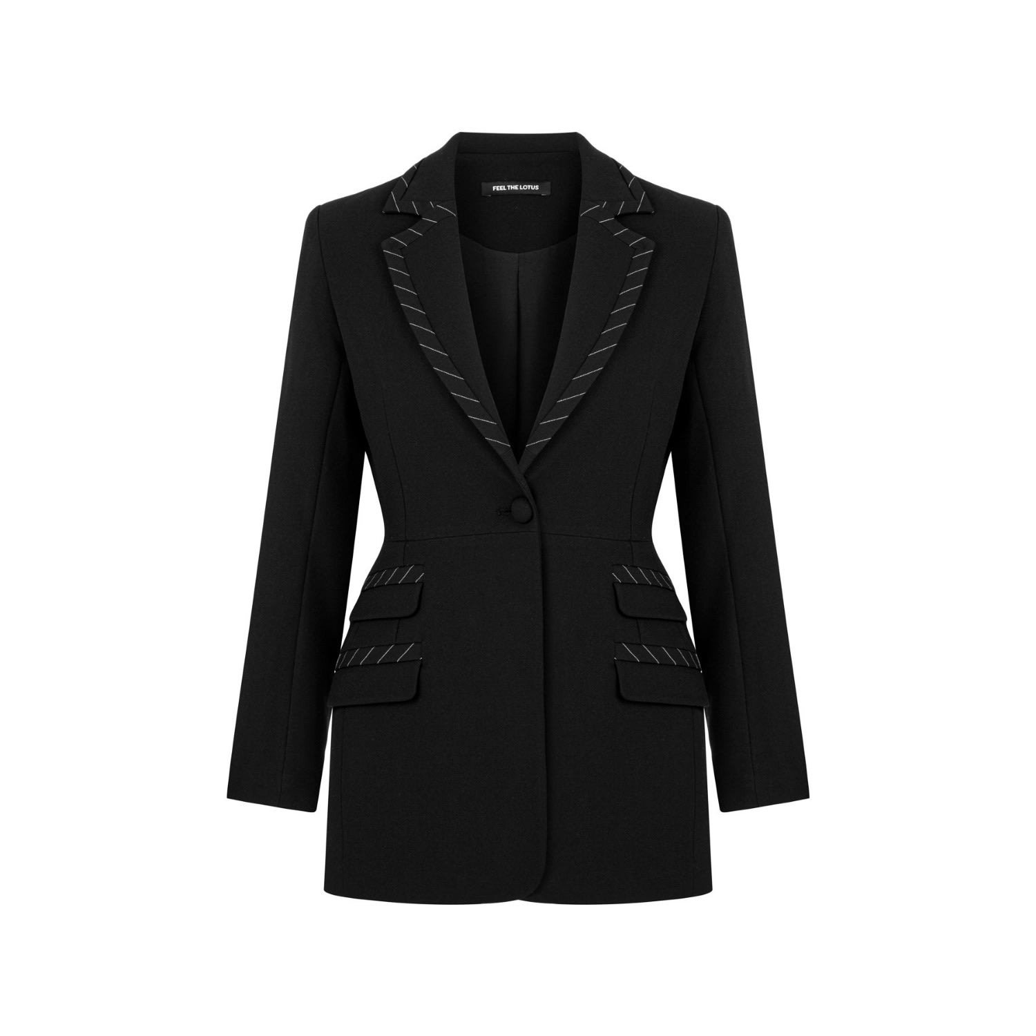 Feel The Lotus Women's Lucien Stripied Jacket Black In Black