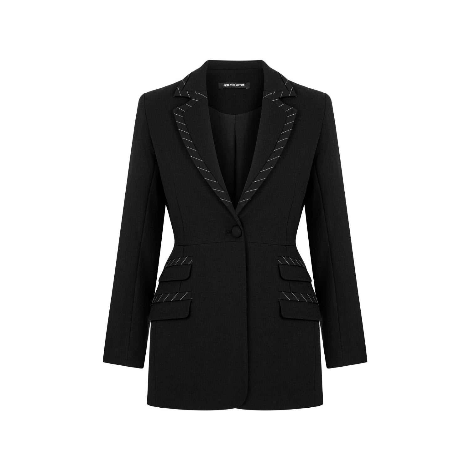 Women’s Lucien Stripied Jacket Black Small Feel the Lotus