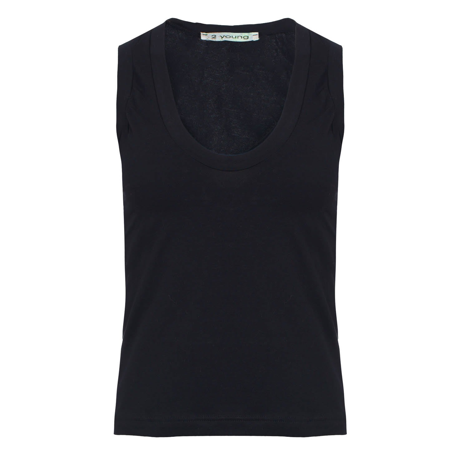 Women’s Black Cotton Sleeveless Top In Stretch Jersey Fabric. Medium Conquista