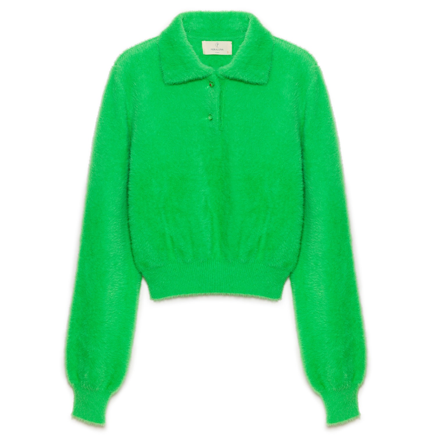 Peraluna Women's Lucy Polo-neck Crop Knit Blouse In Light Green In Green