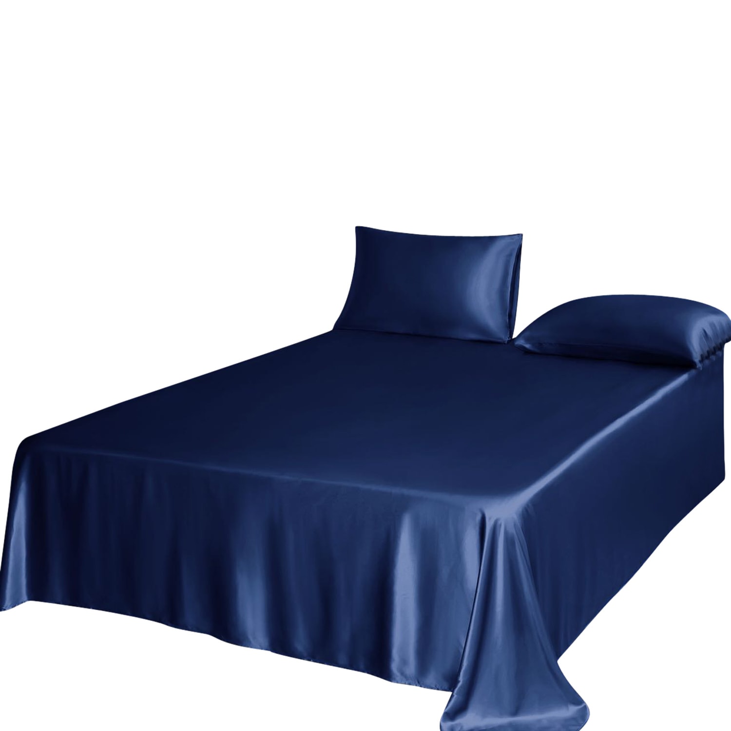Soft Strokes Silk Blue Pure Mulberry Silk Seamless Flat Sheet - King - Navy In Blue