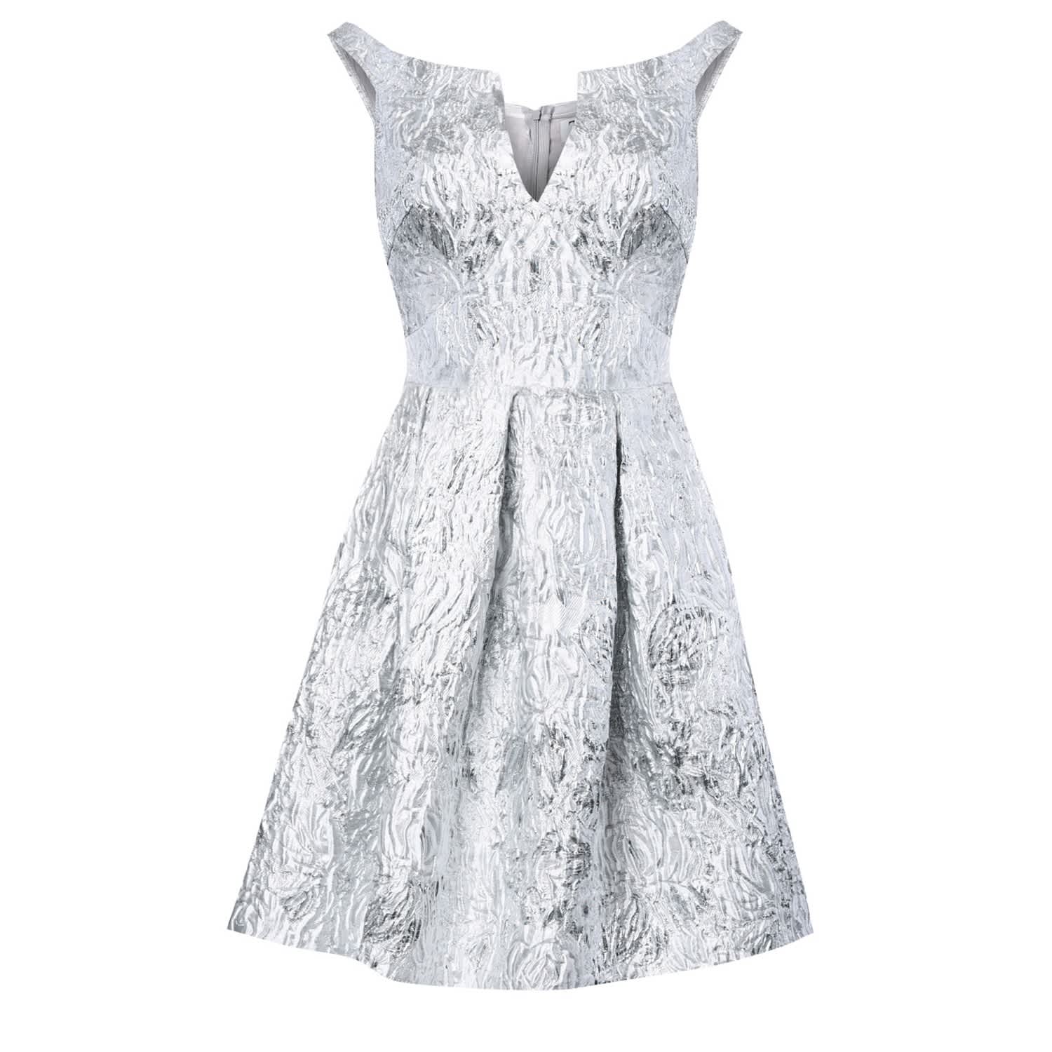 silver metallic skater dress