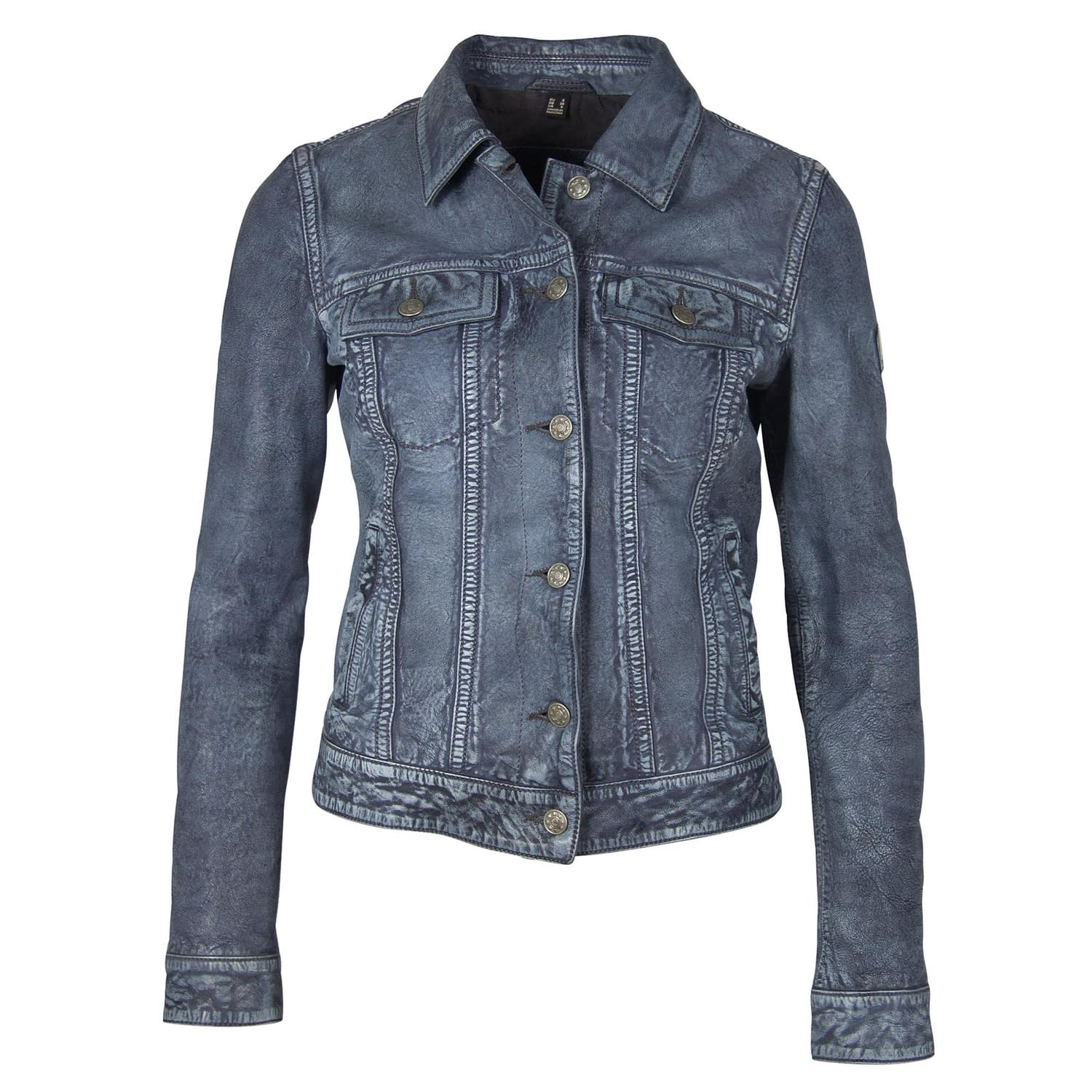 Women's Blue Leather Denim Jacket Jessie | Extra Large | Mauritius