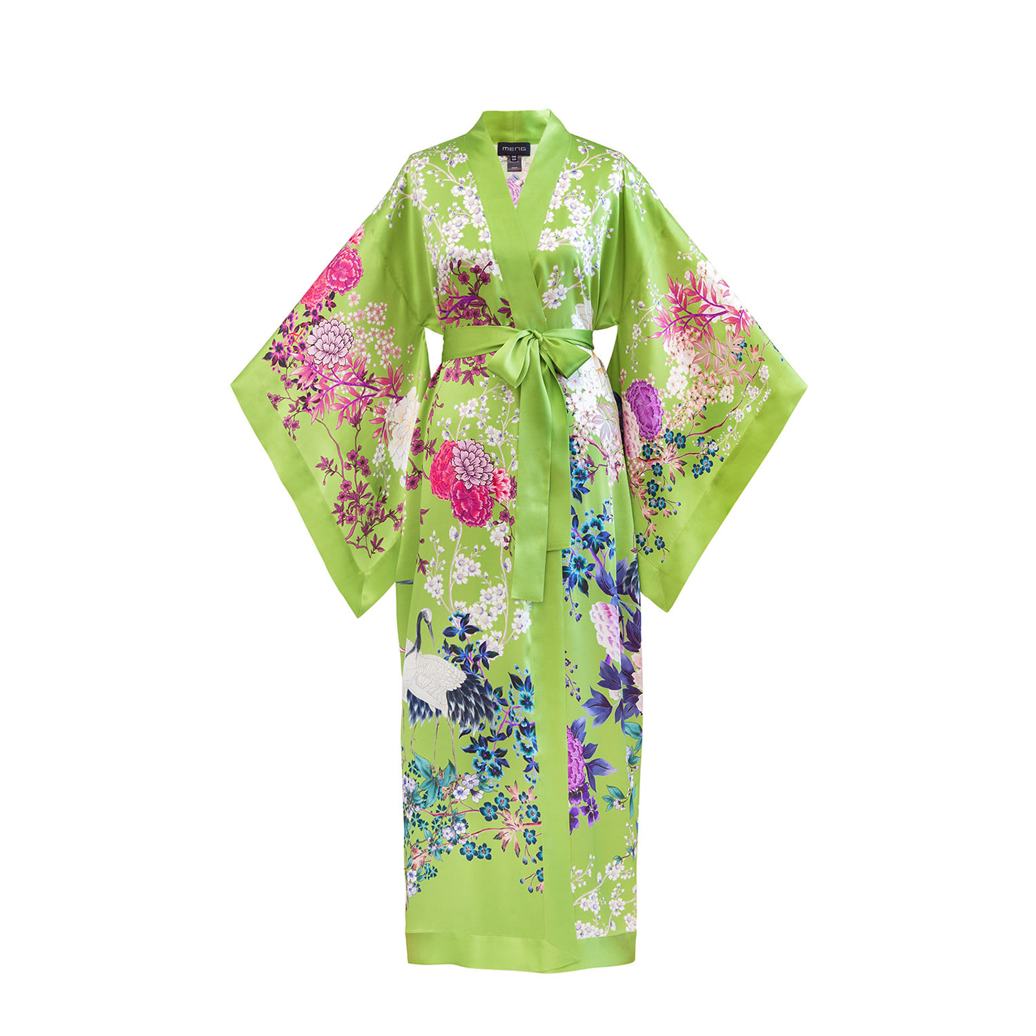 Women's Apple Green Silk Satin Kimono | One Size | Meng