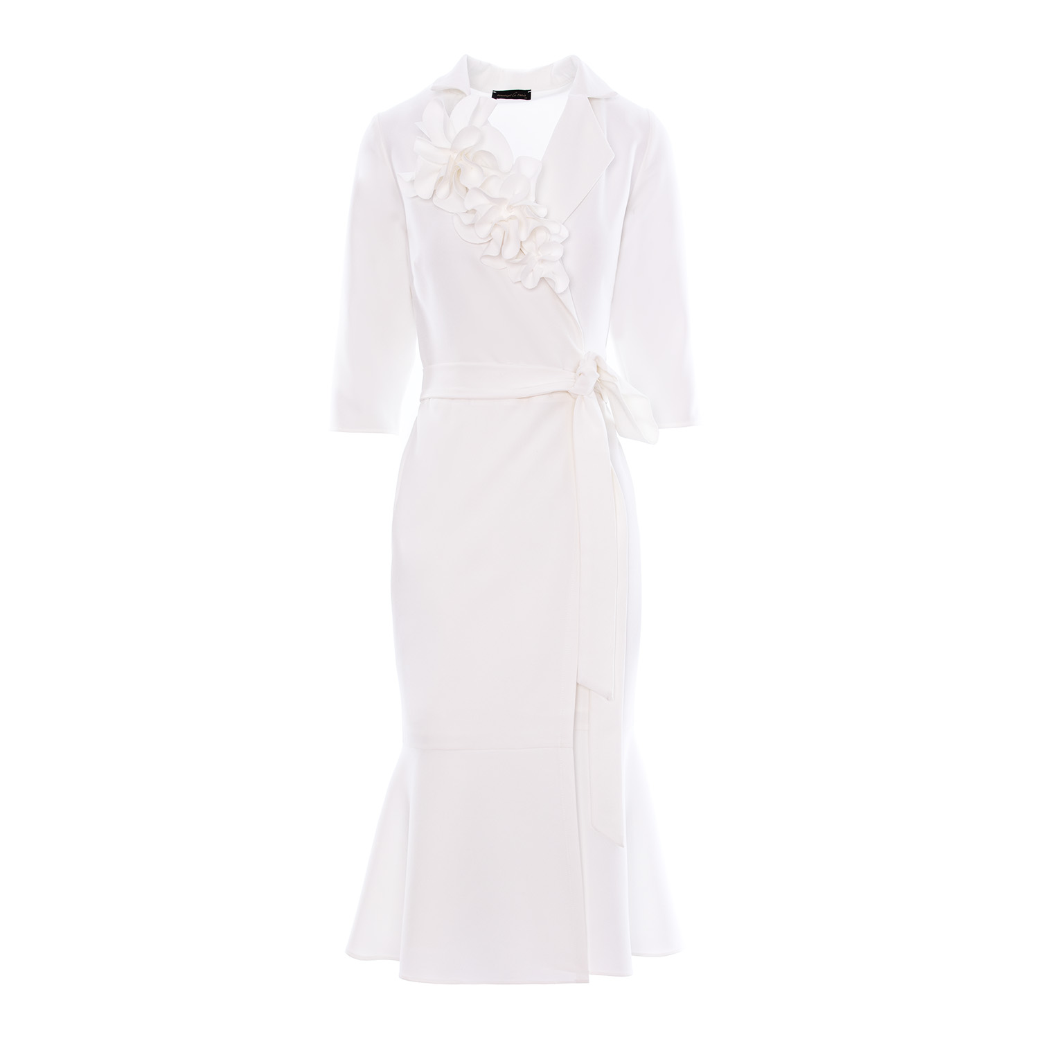 Concept A Trois Women's White Wrap Blazer Dress With Flowers In White