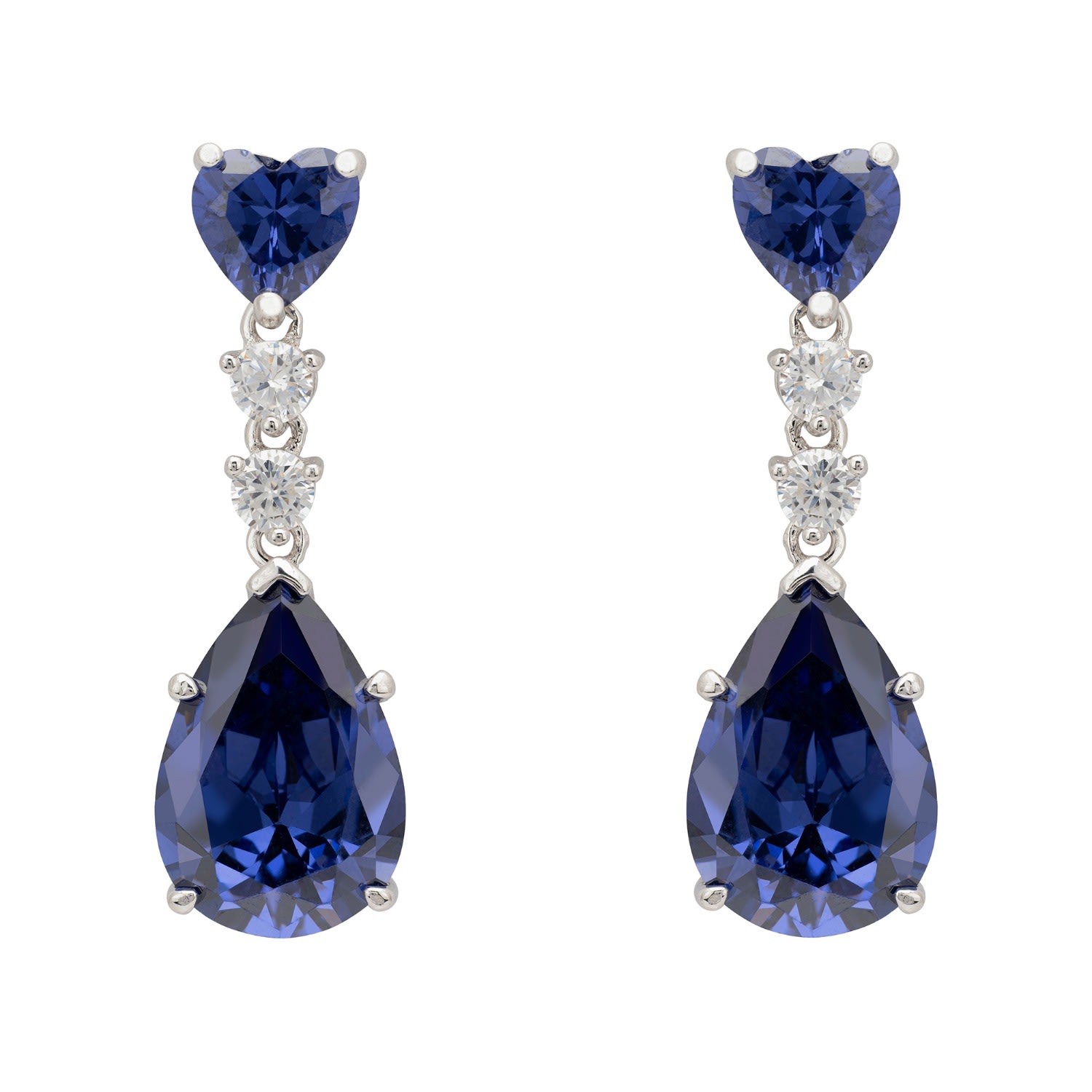 Latelita Women's Blue / White / Silver Augusta Tanzanite Teardrop Earrings Silver In Multi