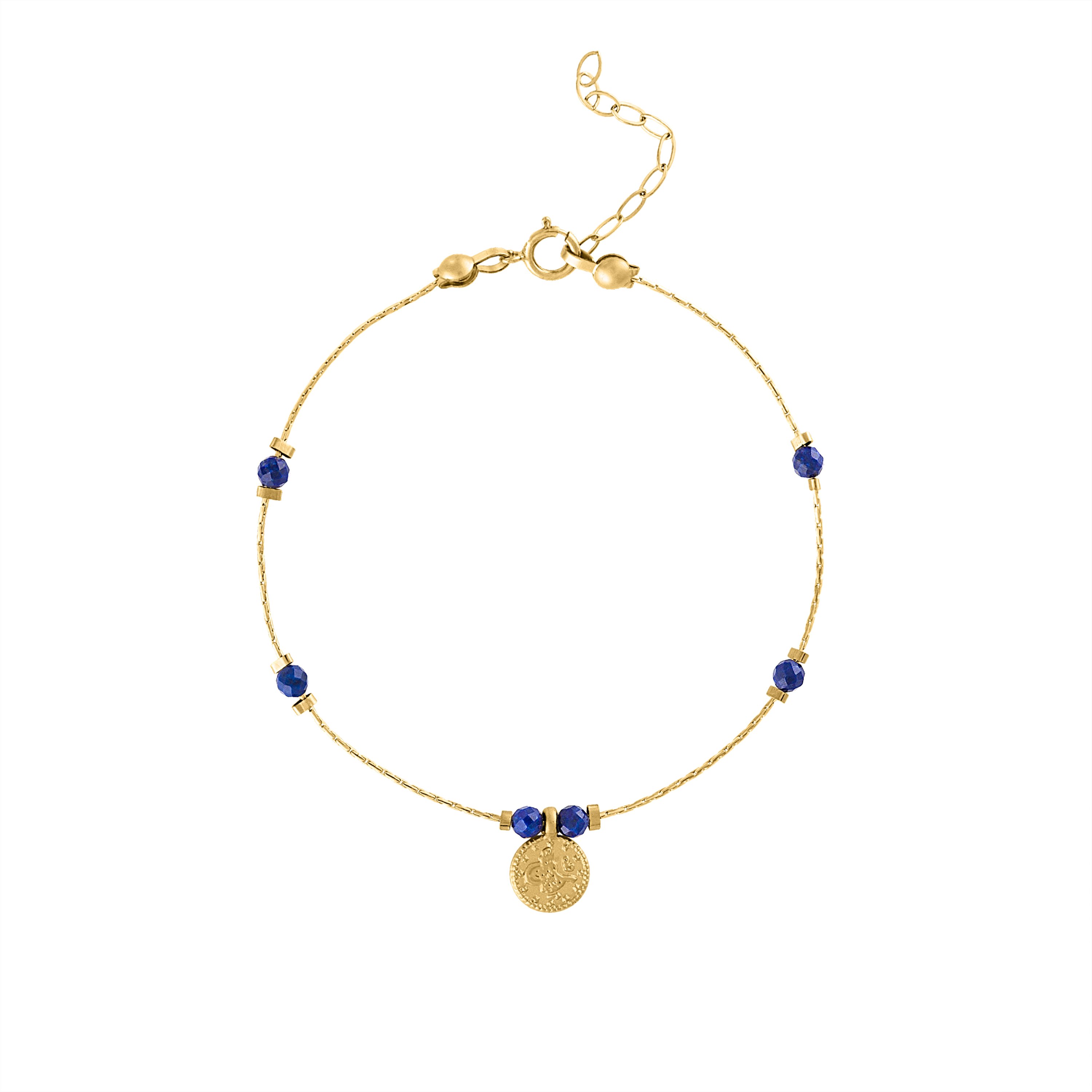 Women’s Blue Journey Lapis Lazuli Beaded Bracelet With Coin Olivia Le