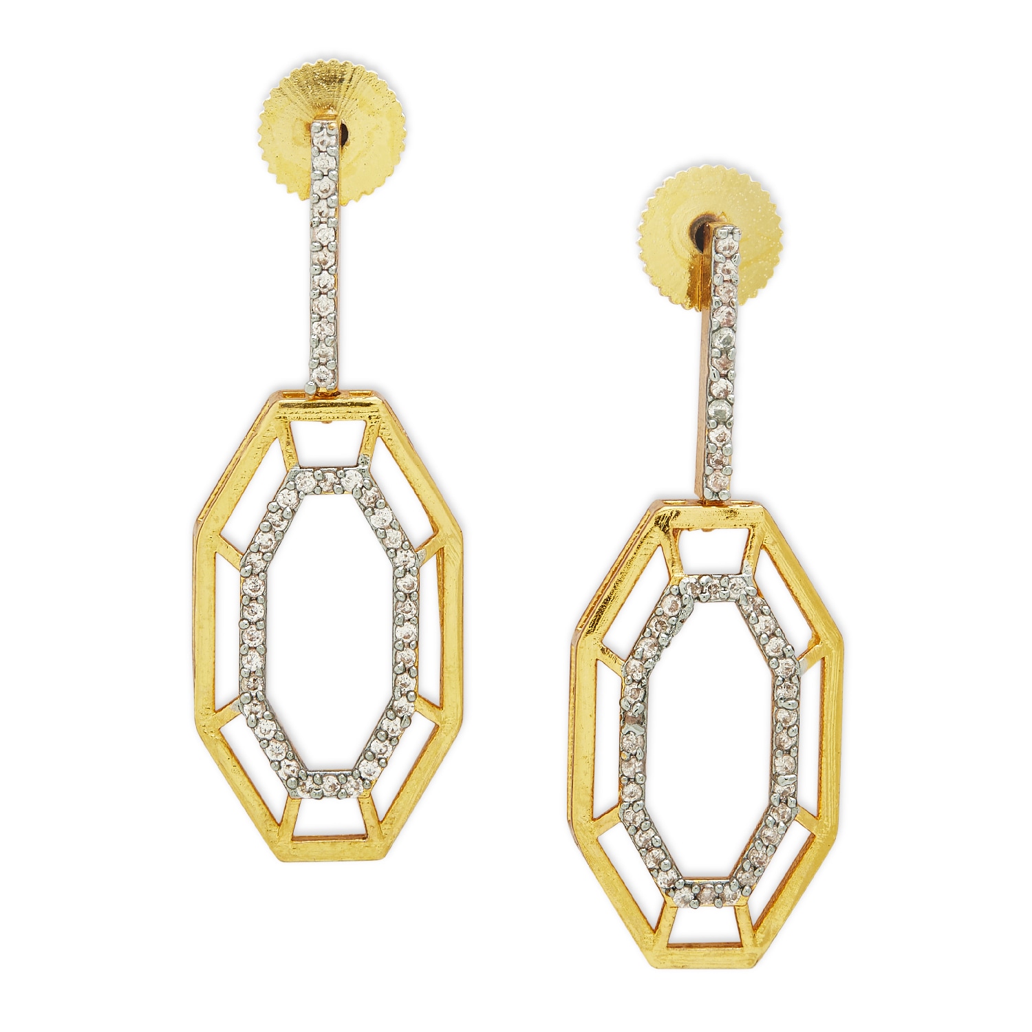 Women’s Gold / White Gold Fana Earrings With Cubic Zirconia Dhwani Bansal