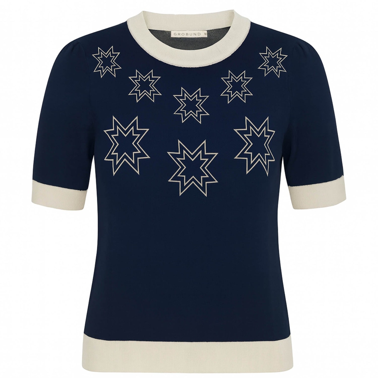 Grobund Women's  Alva Tee - The Blue One With Christmas Stars