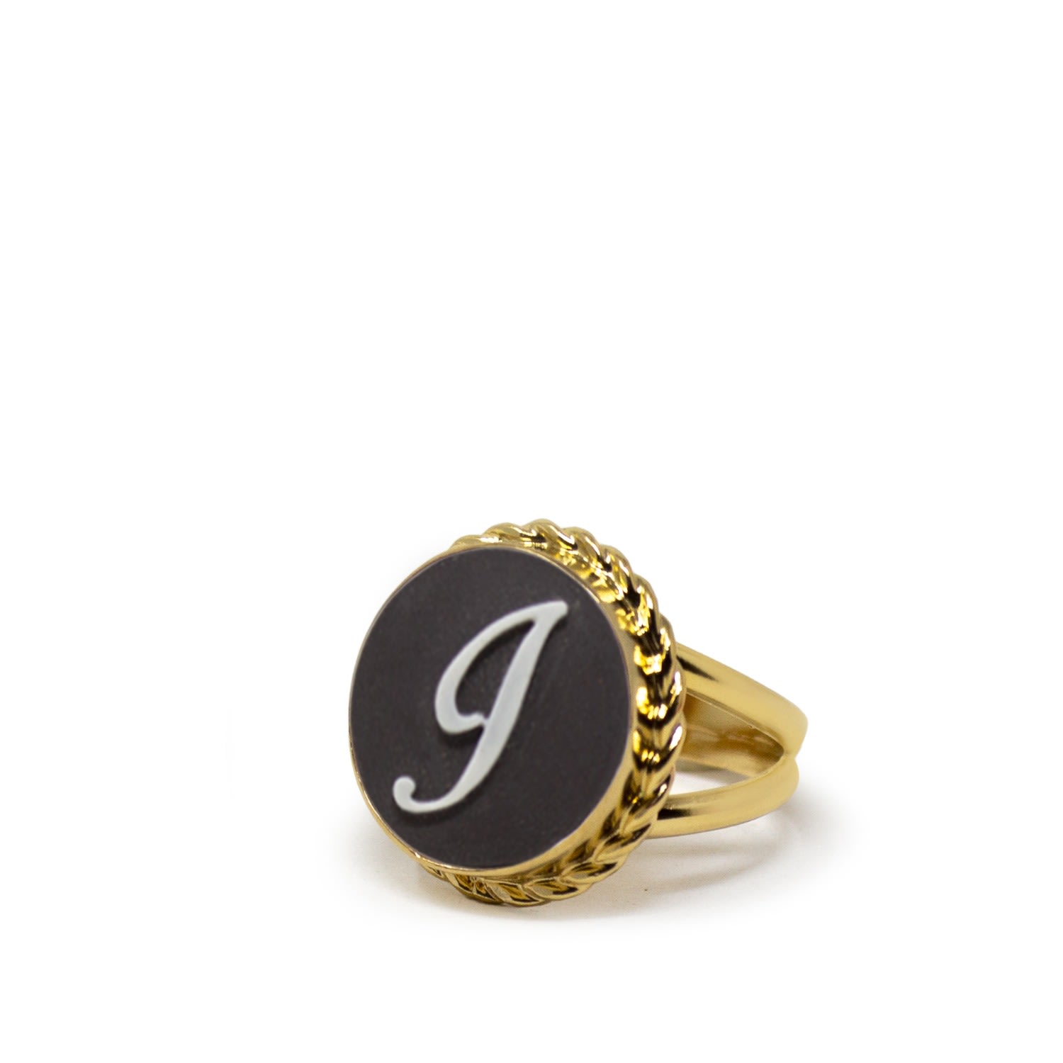 Women’s Black / Gold Gold Vermeil Black Cameo Ring Initial I Vintouch Italy