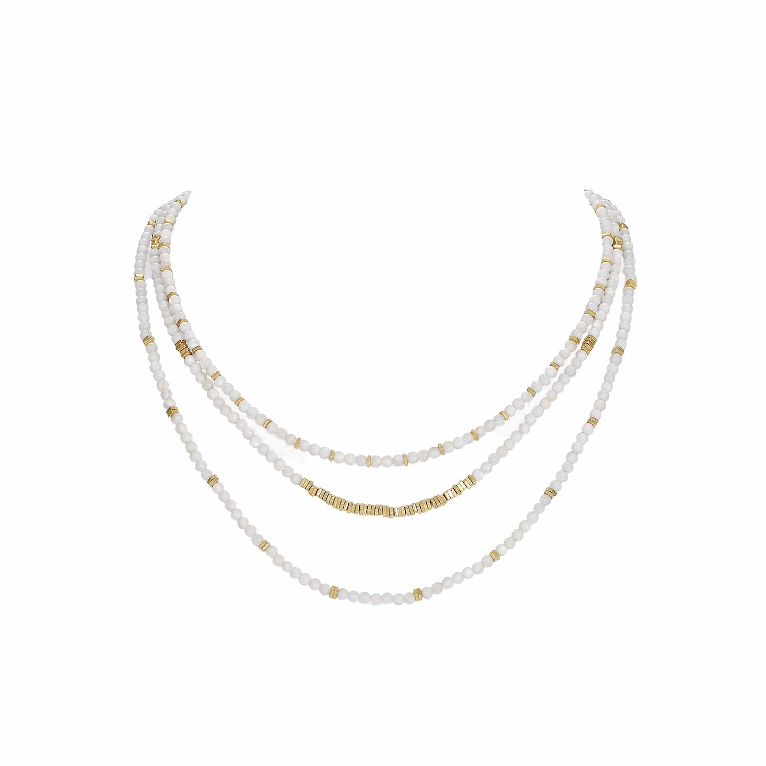 Women’s White / Gold Athena Necklace Retro Chic