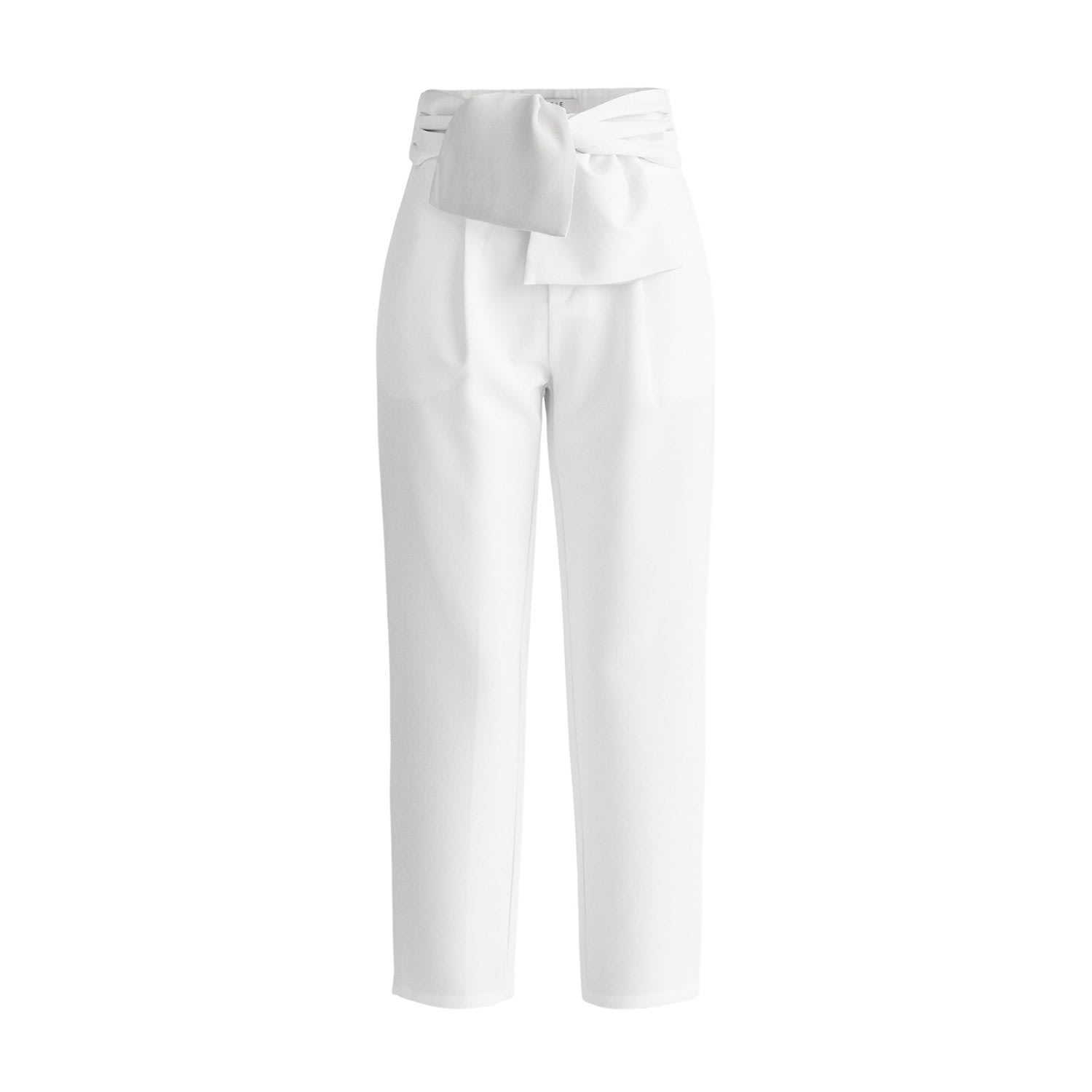 Women’s Waist Tie Peg Leg Trousers - White Extra Large Paisie