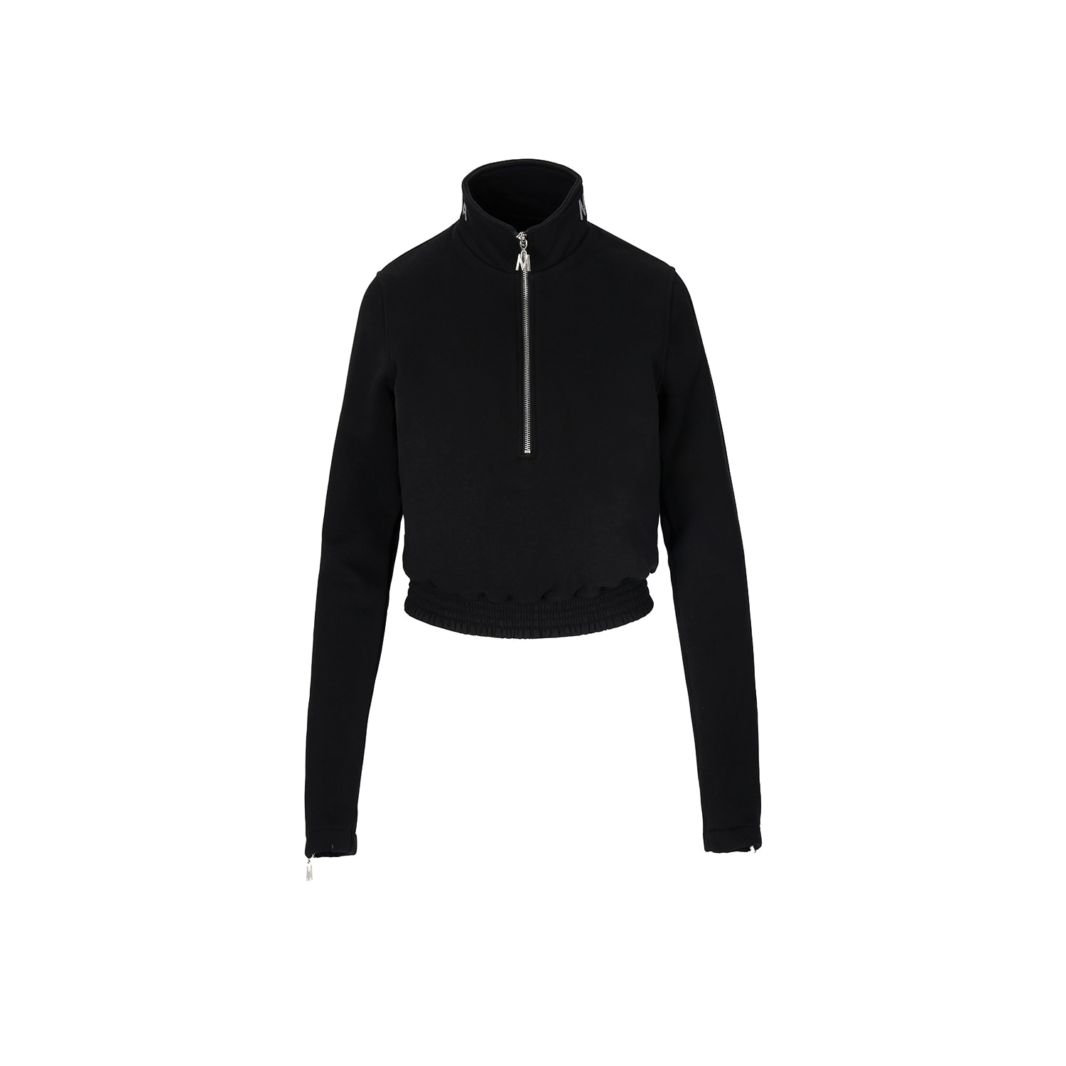 Mandragora Women's Cotton Sweatshirt With A Zip-up Stand-up Collar In Black Colour In Black