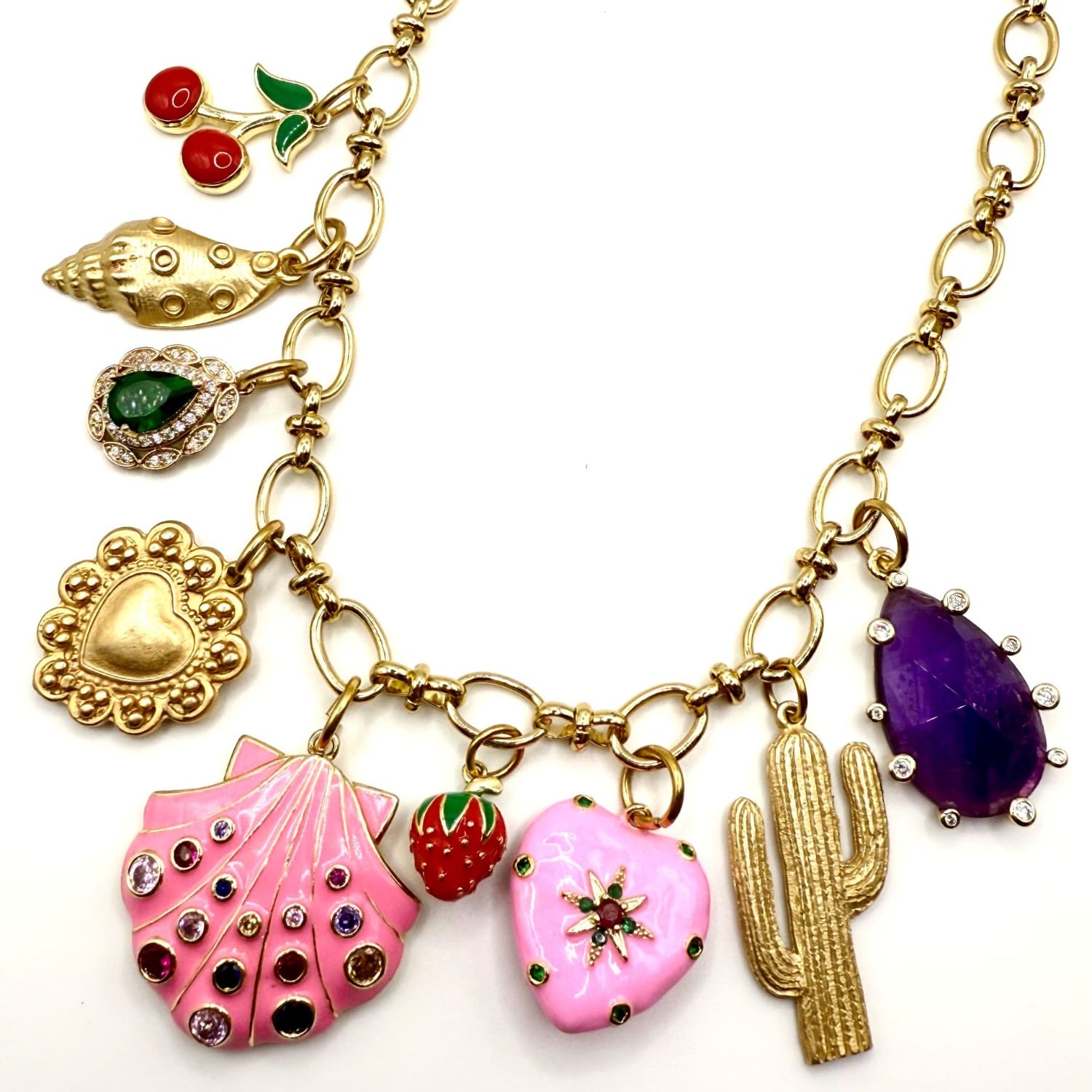 Women's Gold / Pink Pink Shell Pendant Charm Necklace | Achala Handcrafted