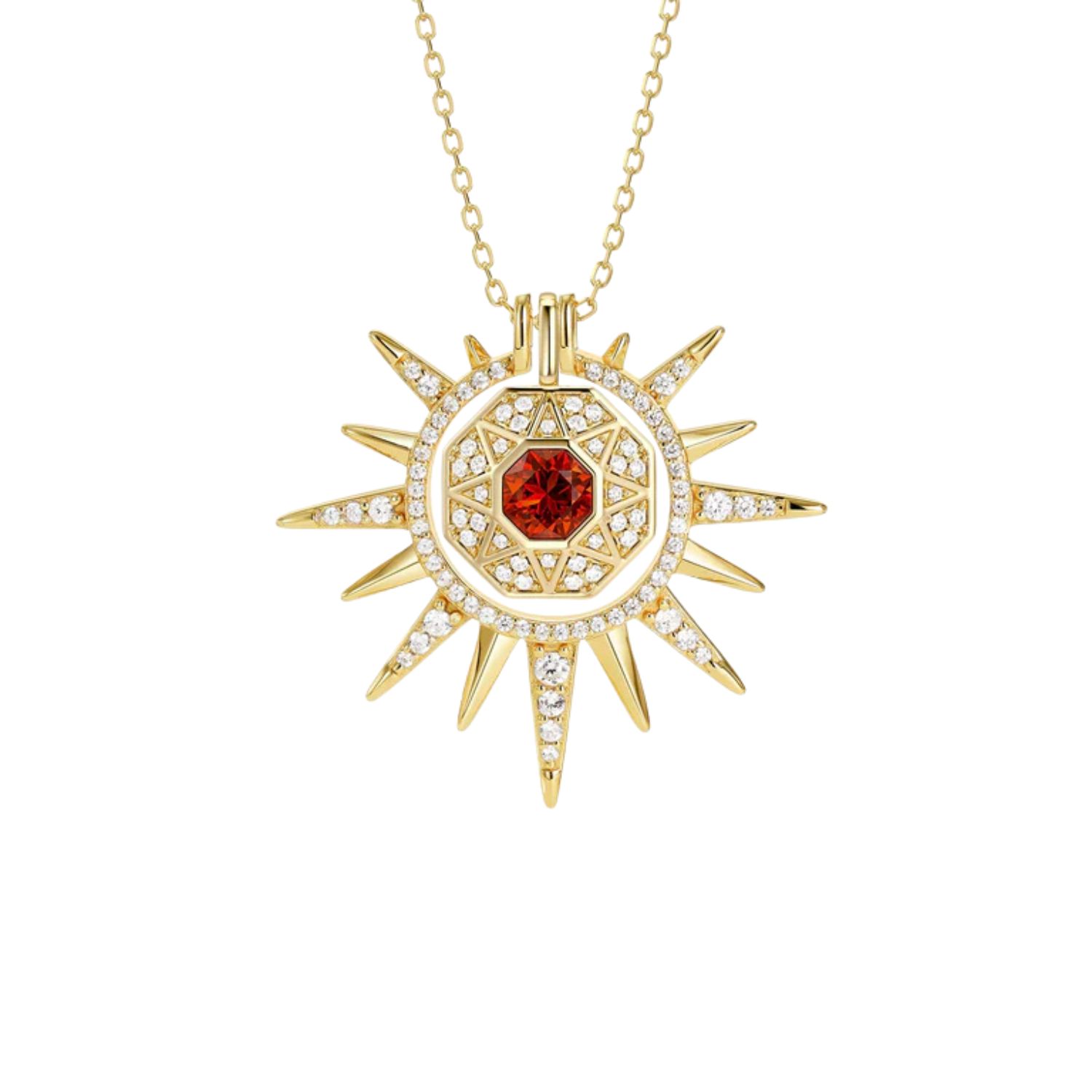 Vanimy Women's Gold Radiant Light Of Truth Octagon Sunburst Necklace