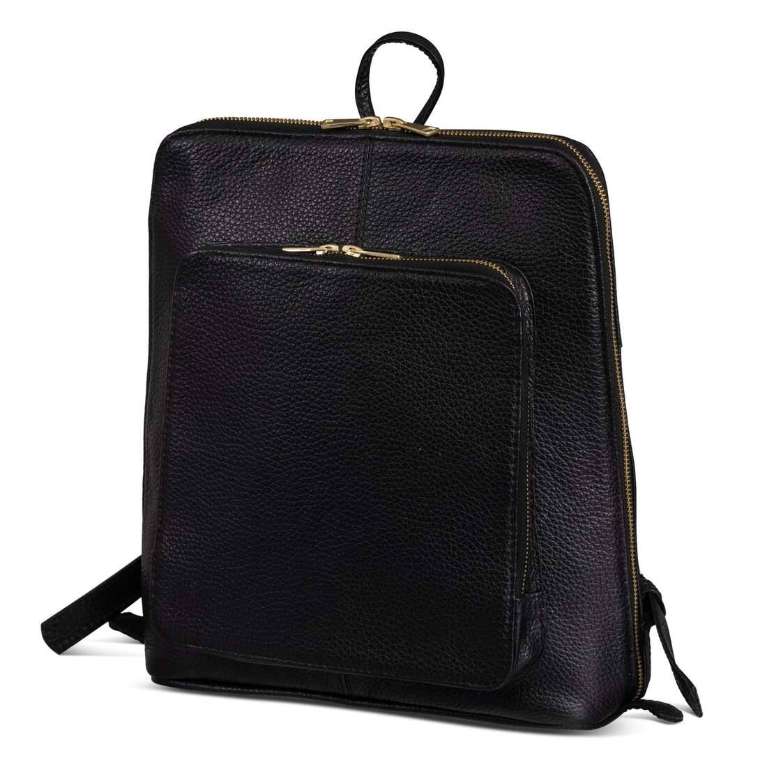 Hides Leather Co. Women's Black Vintage Handmade Leather Backpack - Tech
