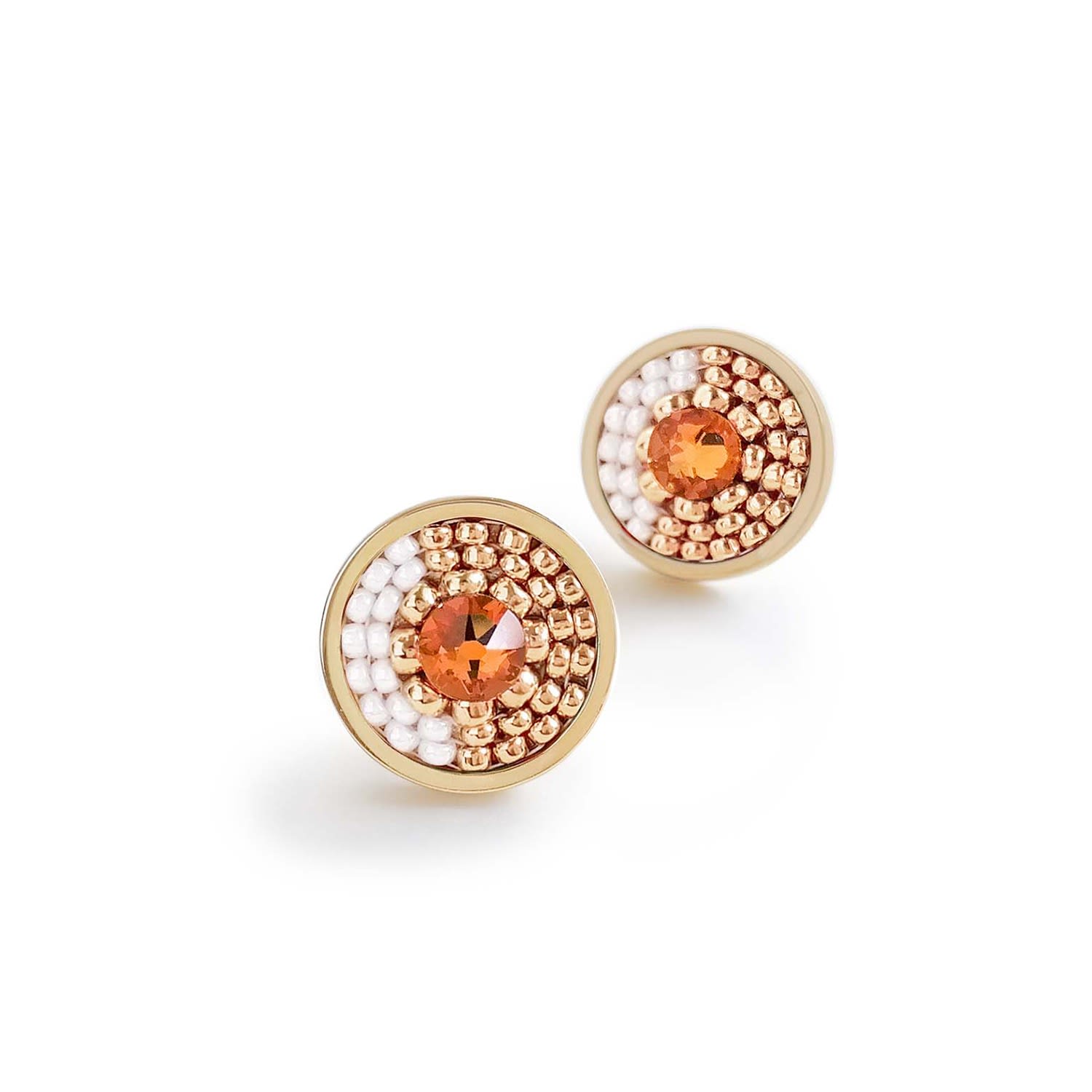 Women’s White / Yellow / Orange Infinity Stud Earrings - Pearl Eden + Elie