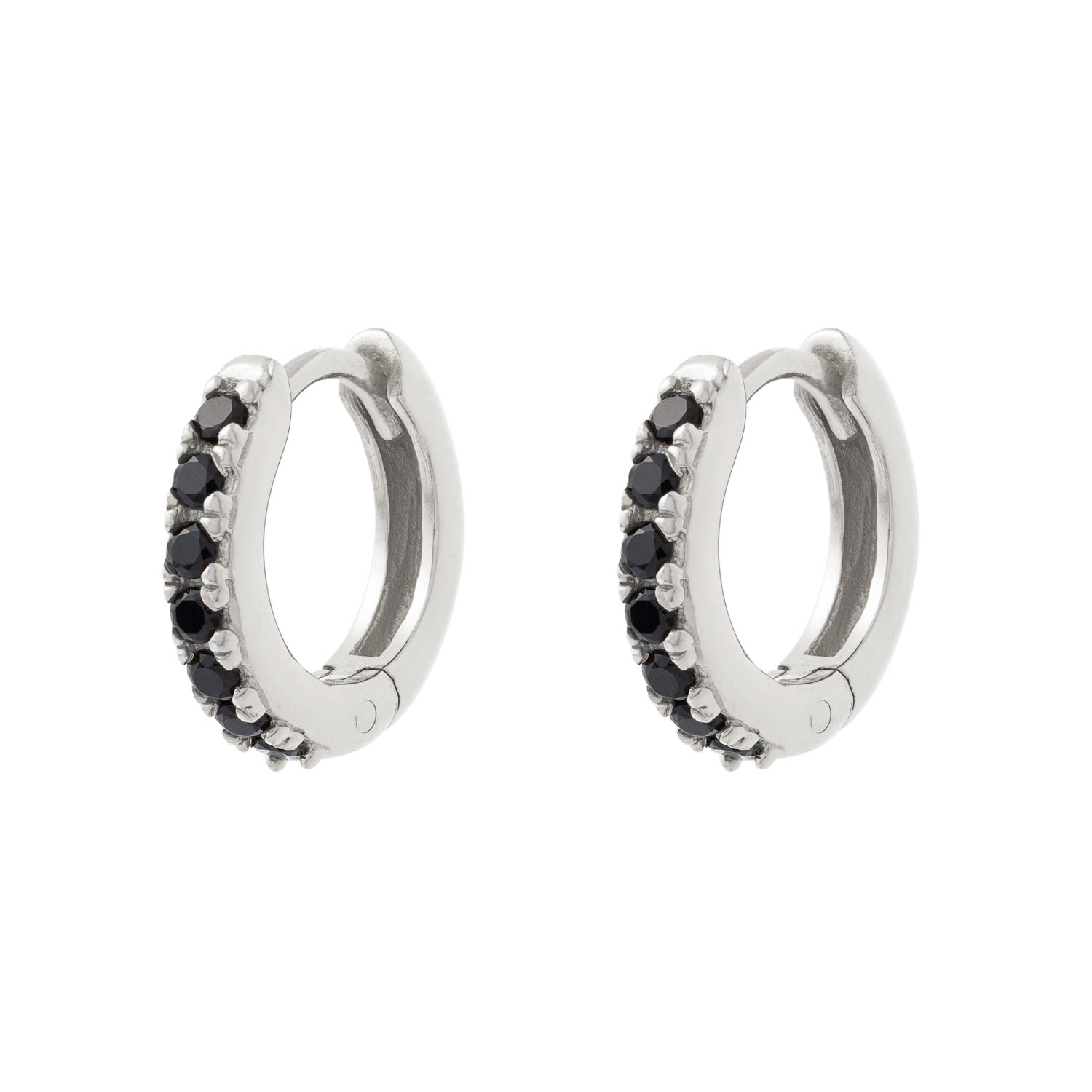 Cartilage Cartel Women's Black / Silver Adorned Huggies Silver & Black In Multi