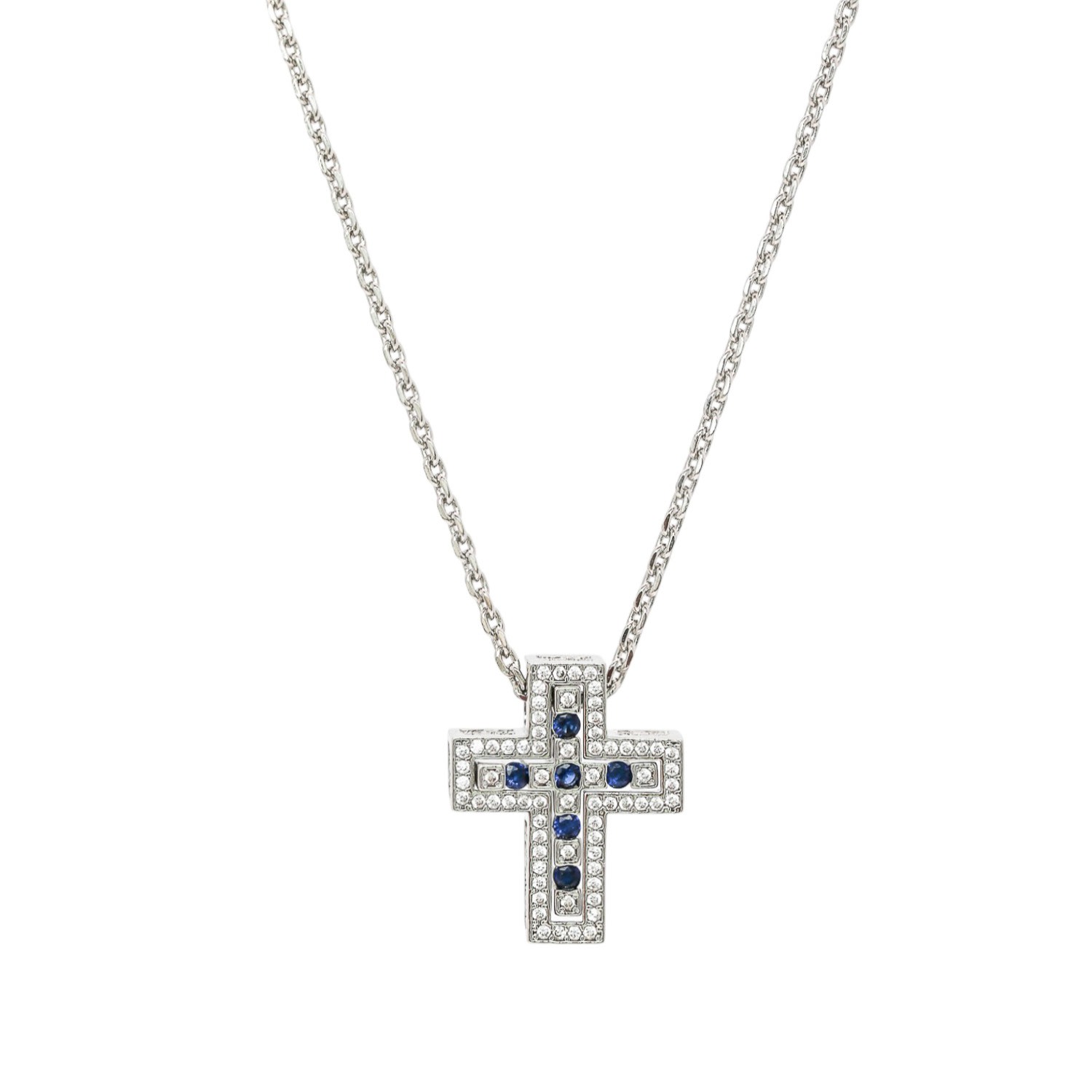 Miss Cecilia Women's Blue The Twin Cross Necklace